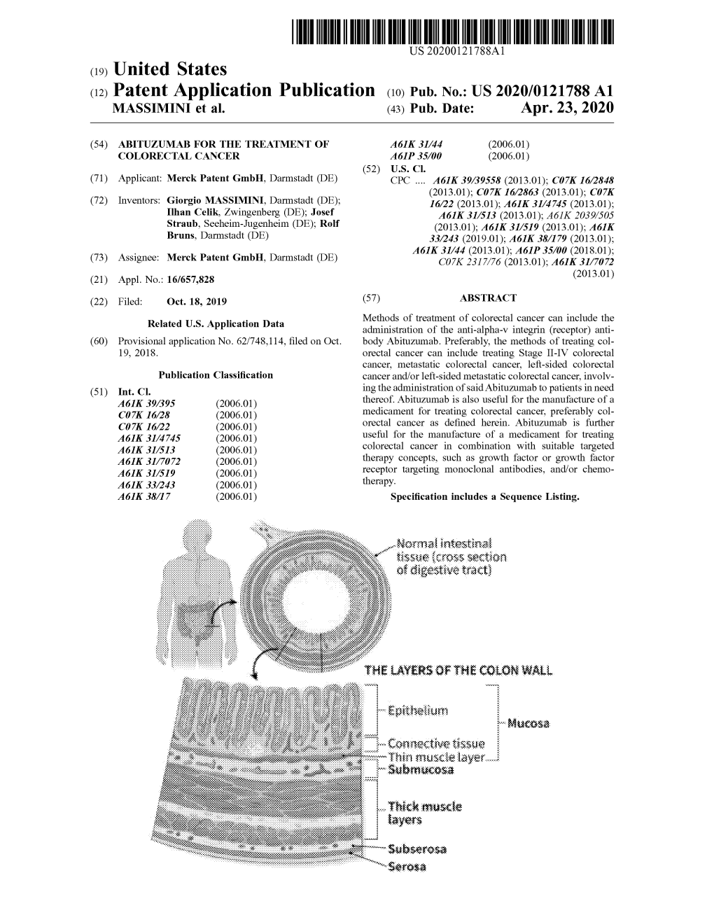 ( 12 ) Patent Application Publication ( 10 ) Pub . No .: US 2020/0121788 A1