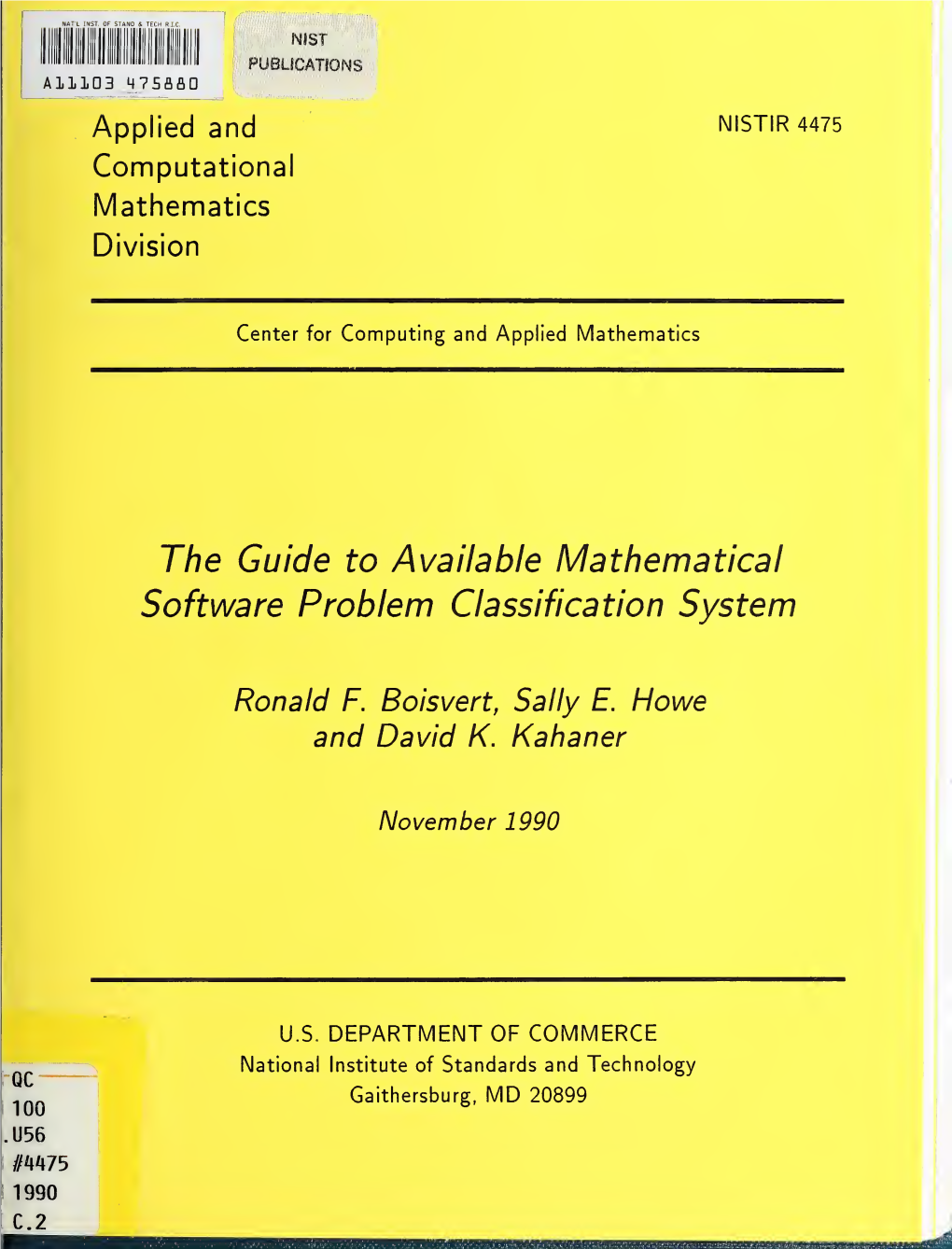 The Guide to Available Mathematical Software Problem Classification System