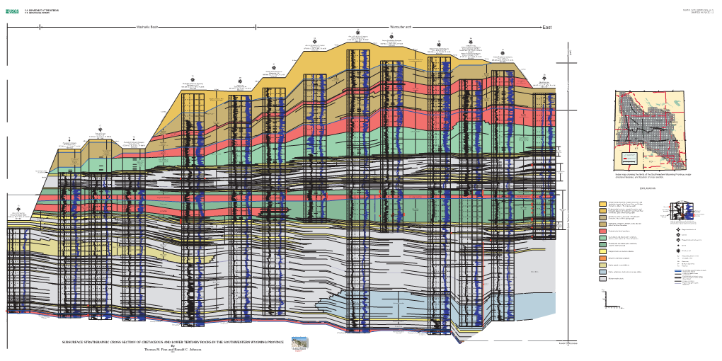 Washakie Basin Wamsutter Arch SUBSURFACE STRATIGRAPHIC CROSS SECTION of CRETACEOUS and LOWER TERTIARY ROCKS in the SOUTHWESTERN