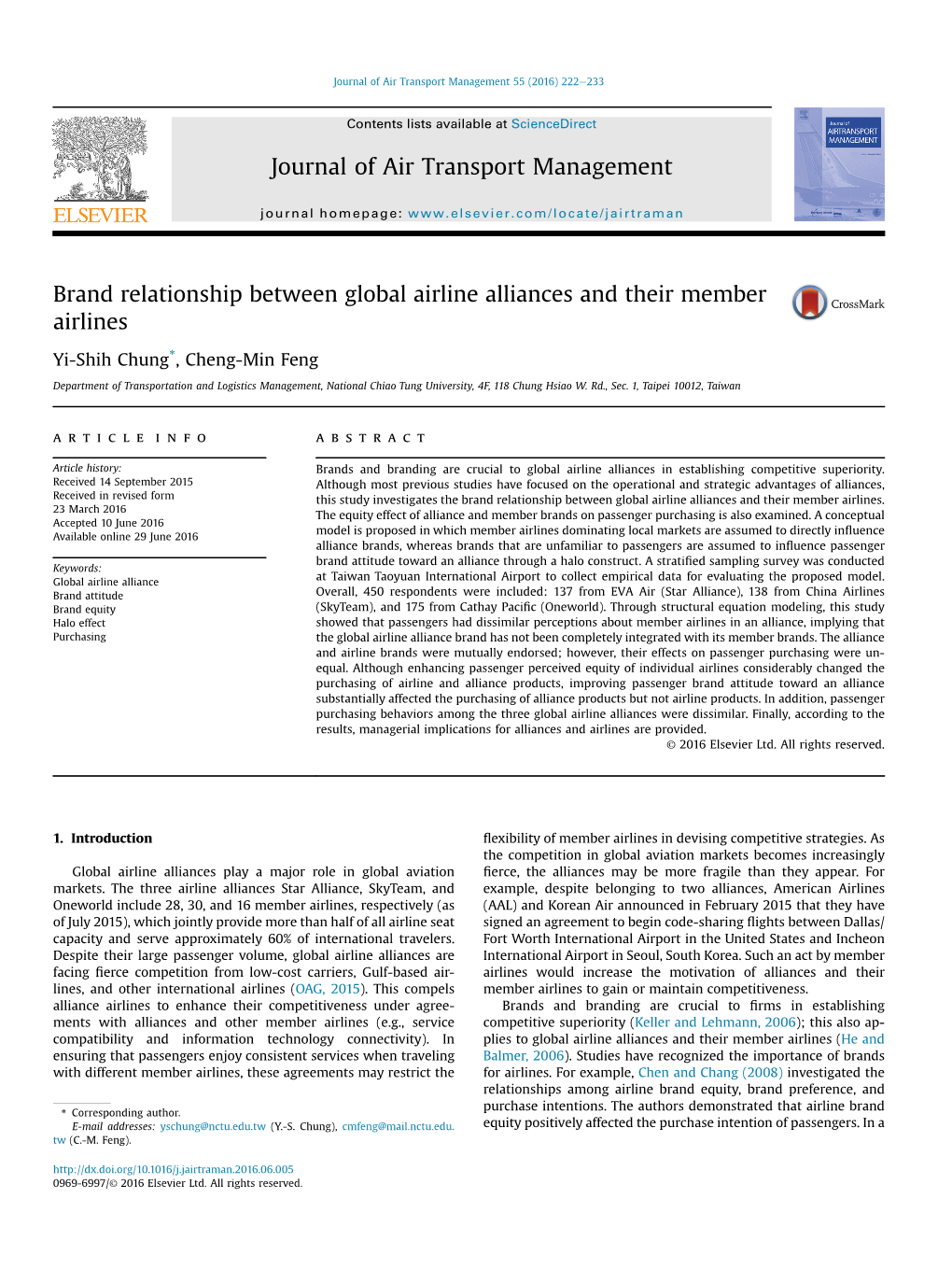 Brand Relationship Between Global Airline Alliances and Their Member Airlines