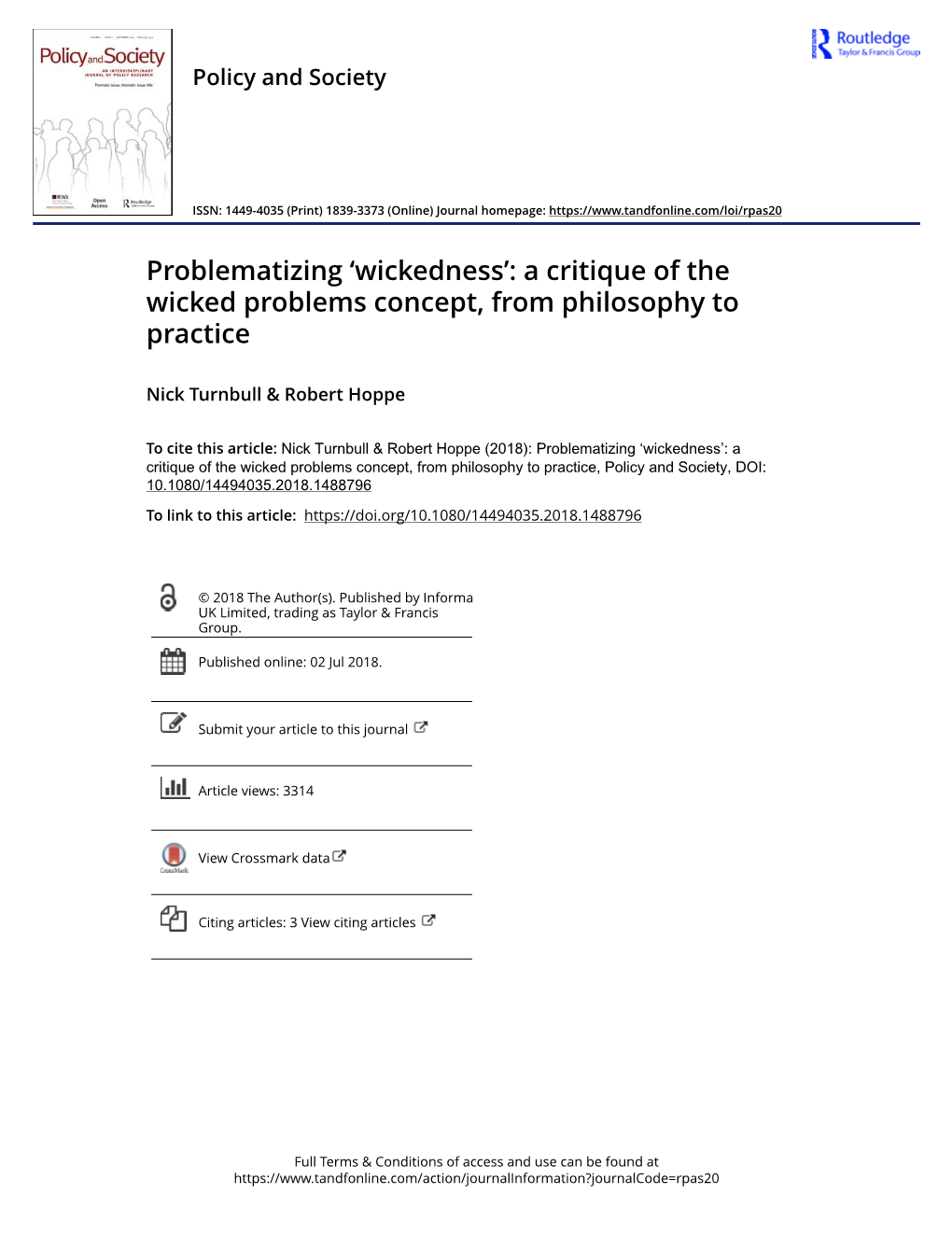 Problematizing 'Wickedness': a Critique of the Wicked Problems Concept