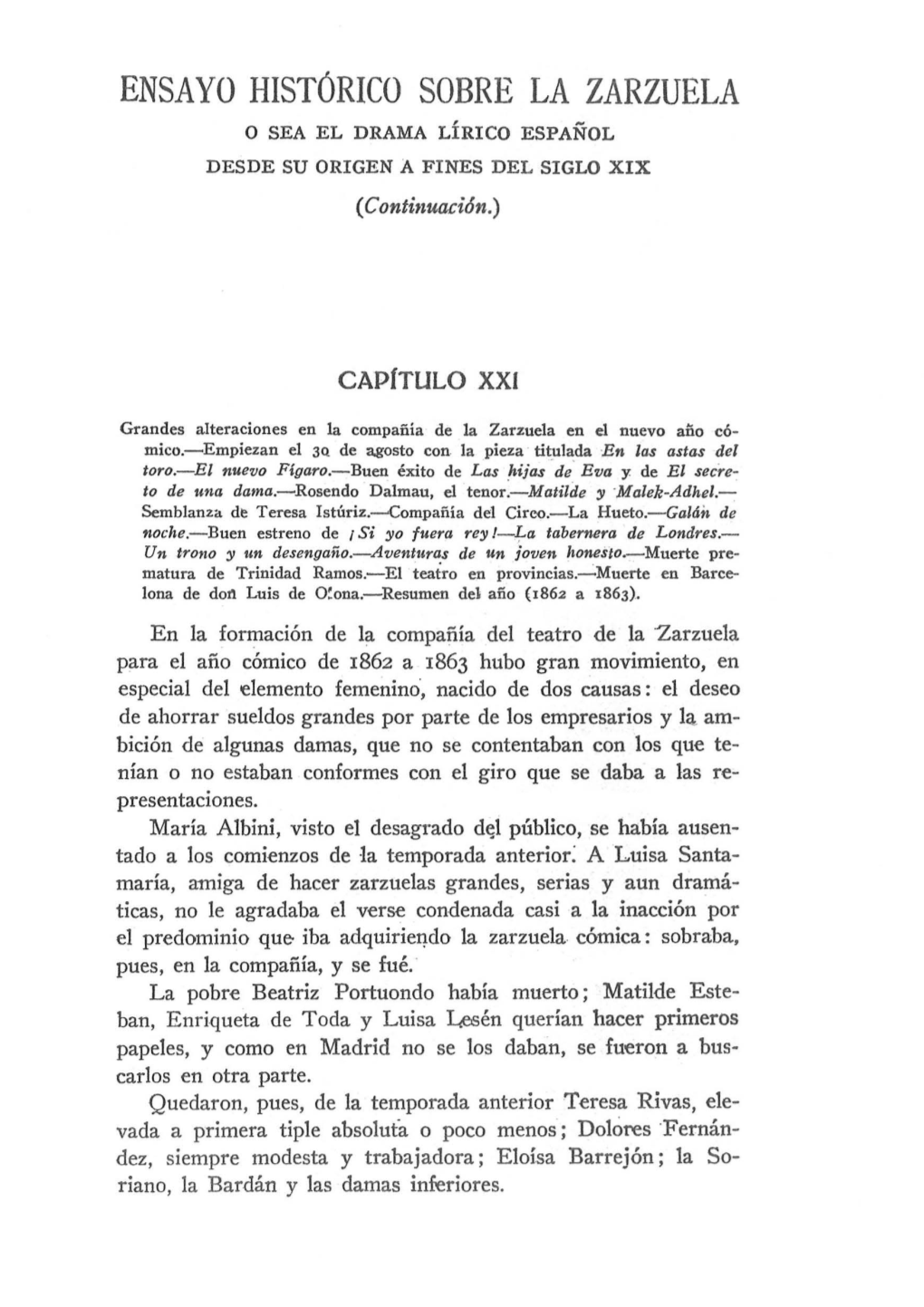 ENSAYO HISTÚRICO SOBRE LA ZARZUELA O SEA EL DRAMA LÍRICO ESPAÑOL DESDE SU ORIGEN a FINES DEL SIGLO XIX (Eontinuaci6n.)