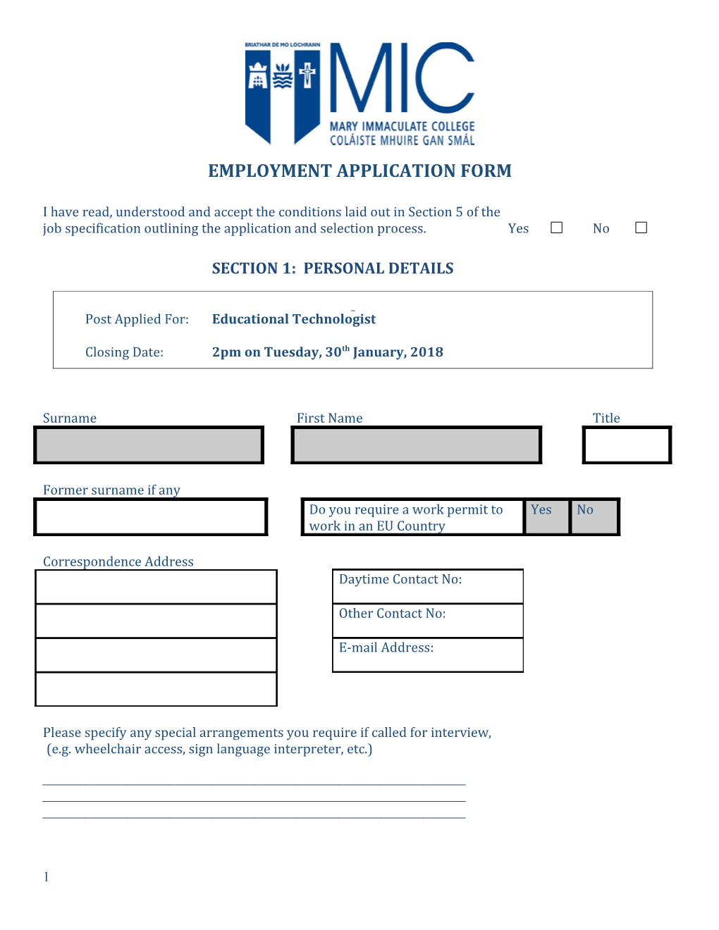 Employment Application Form s8