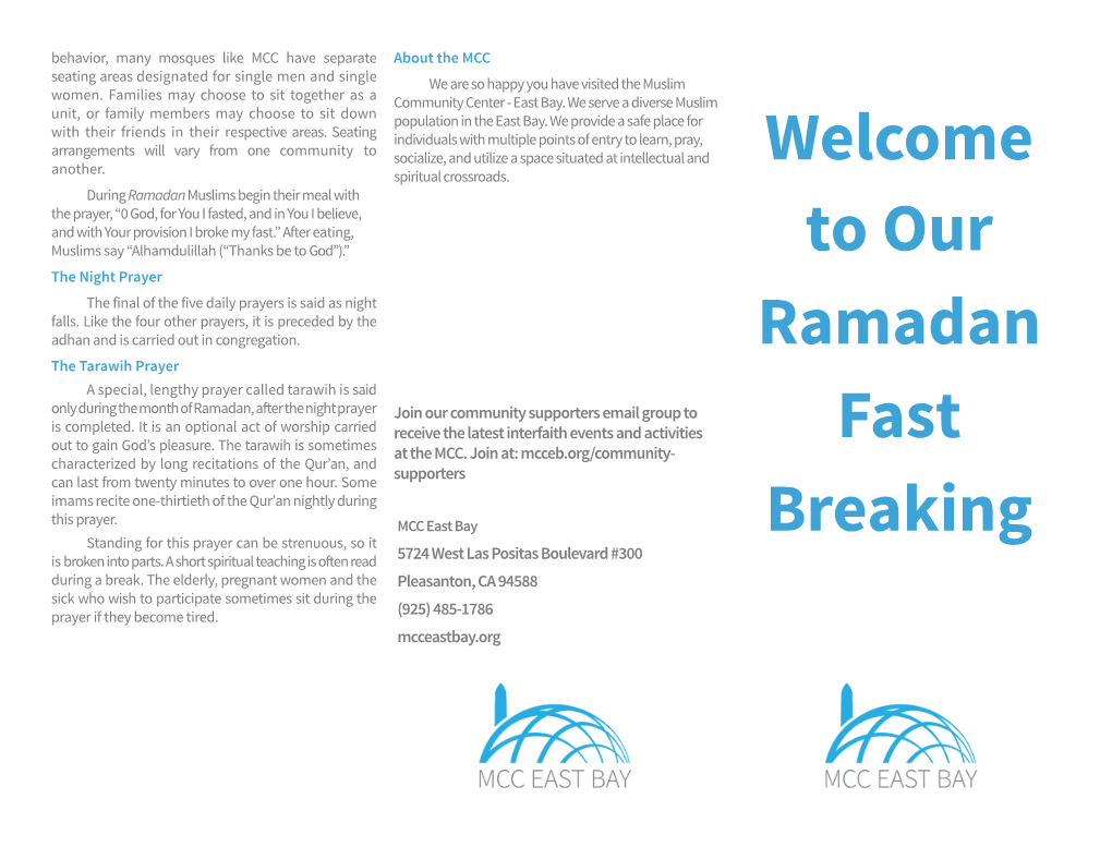 Welcome to Our Ramadan Fast Breaking