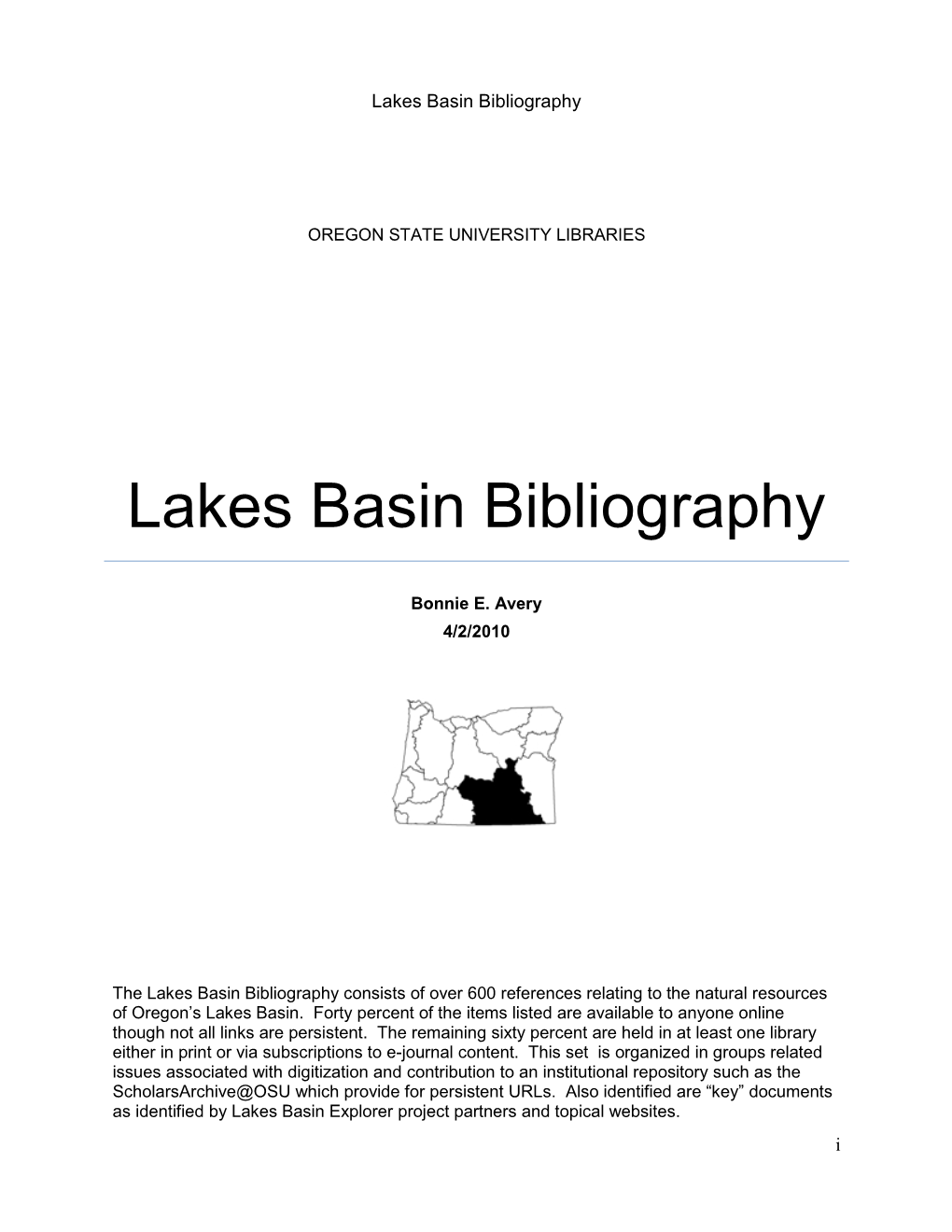 Lakes Basin Bibliography