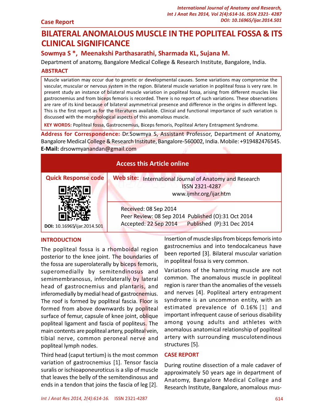 Bilateral Anomalous Muscle in the Popliteal Fossa & Its Clinical