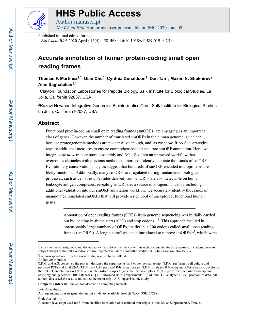 Accurate Annotation of Human Protein-Coding Small Open Reading Frames