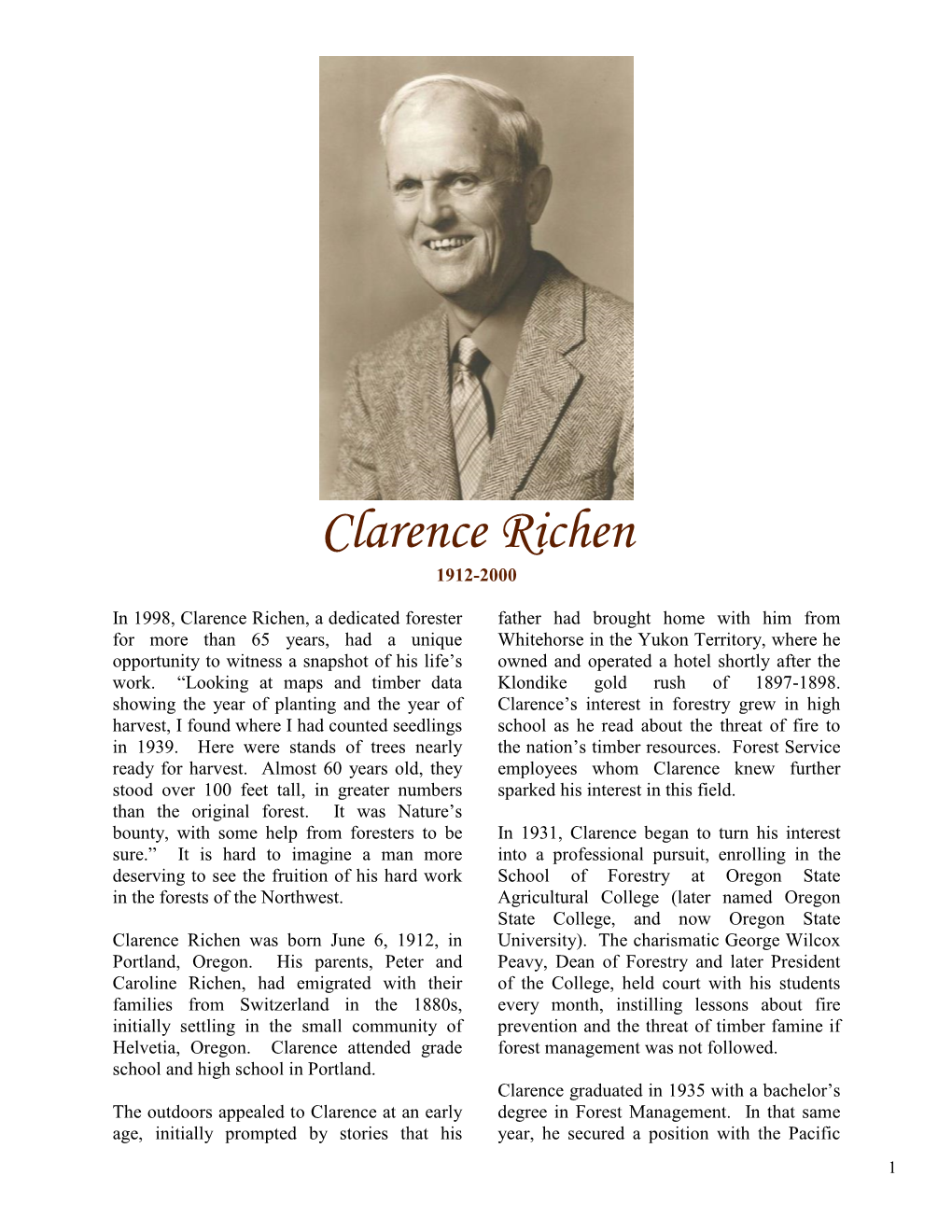 Clarence Richen Living Memorial