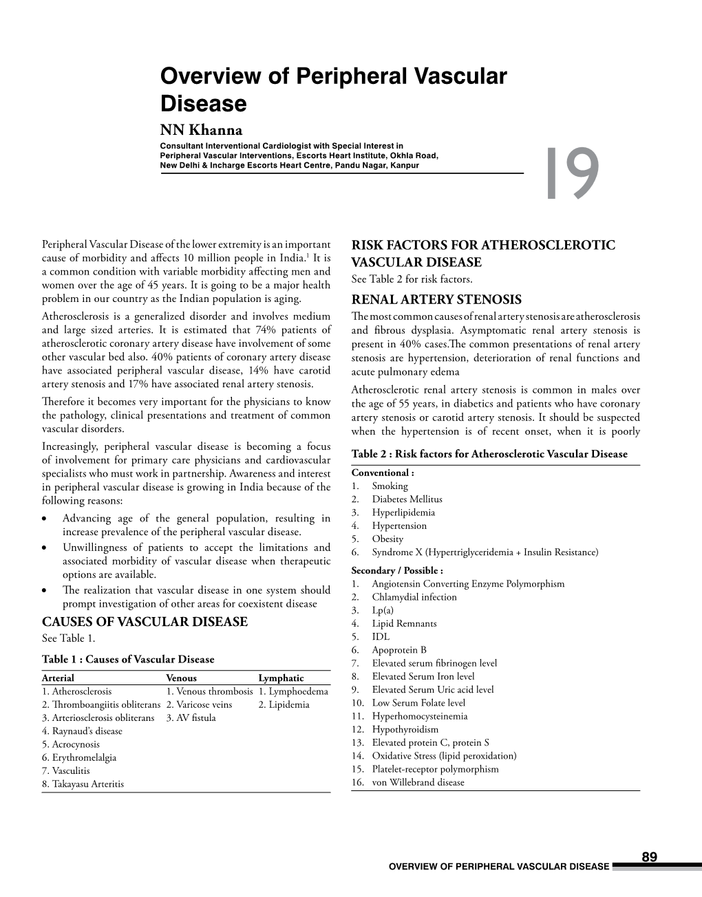 Overview of Peripheral Vascular Disease