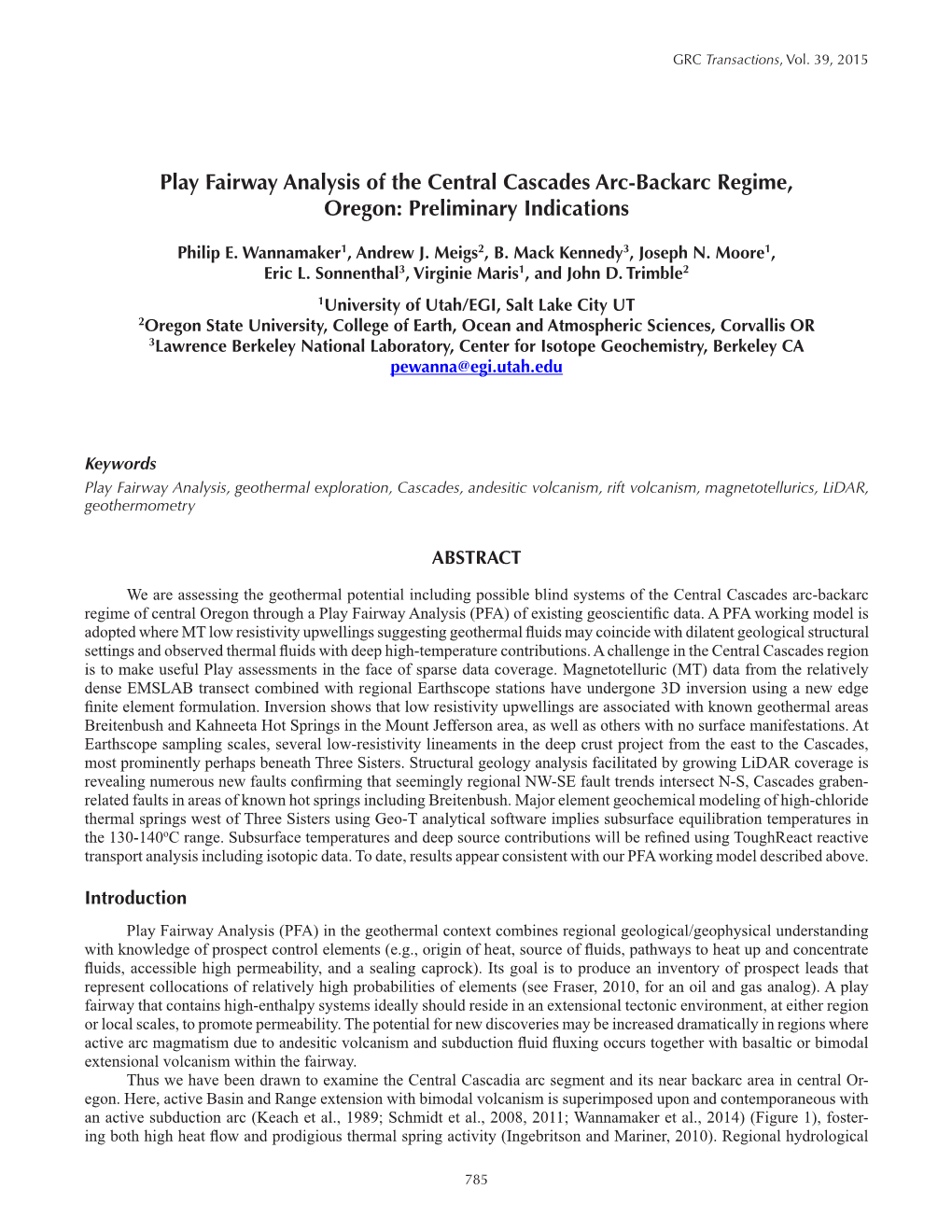 Play Fairway Analysis of the Central Cascades Arc-Backarc Regime, Oregon: Preliminary Indications