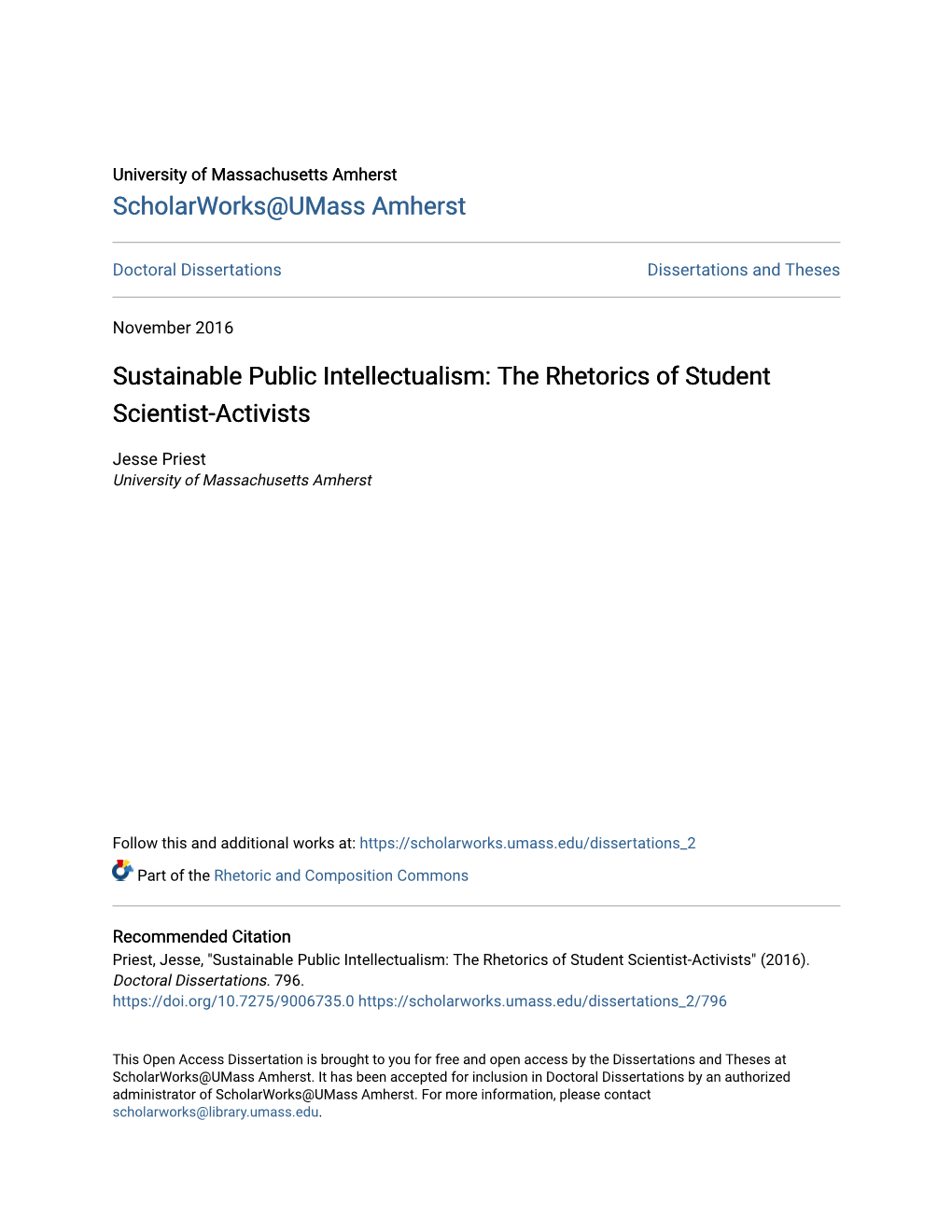 Sustainable Public Intellectualism: the Rhetorics of Student Scientist-Activists