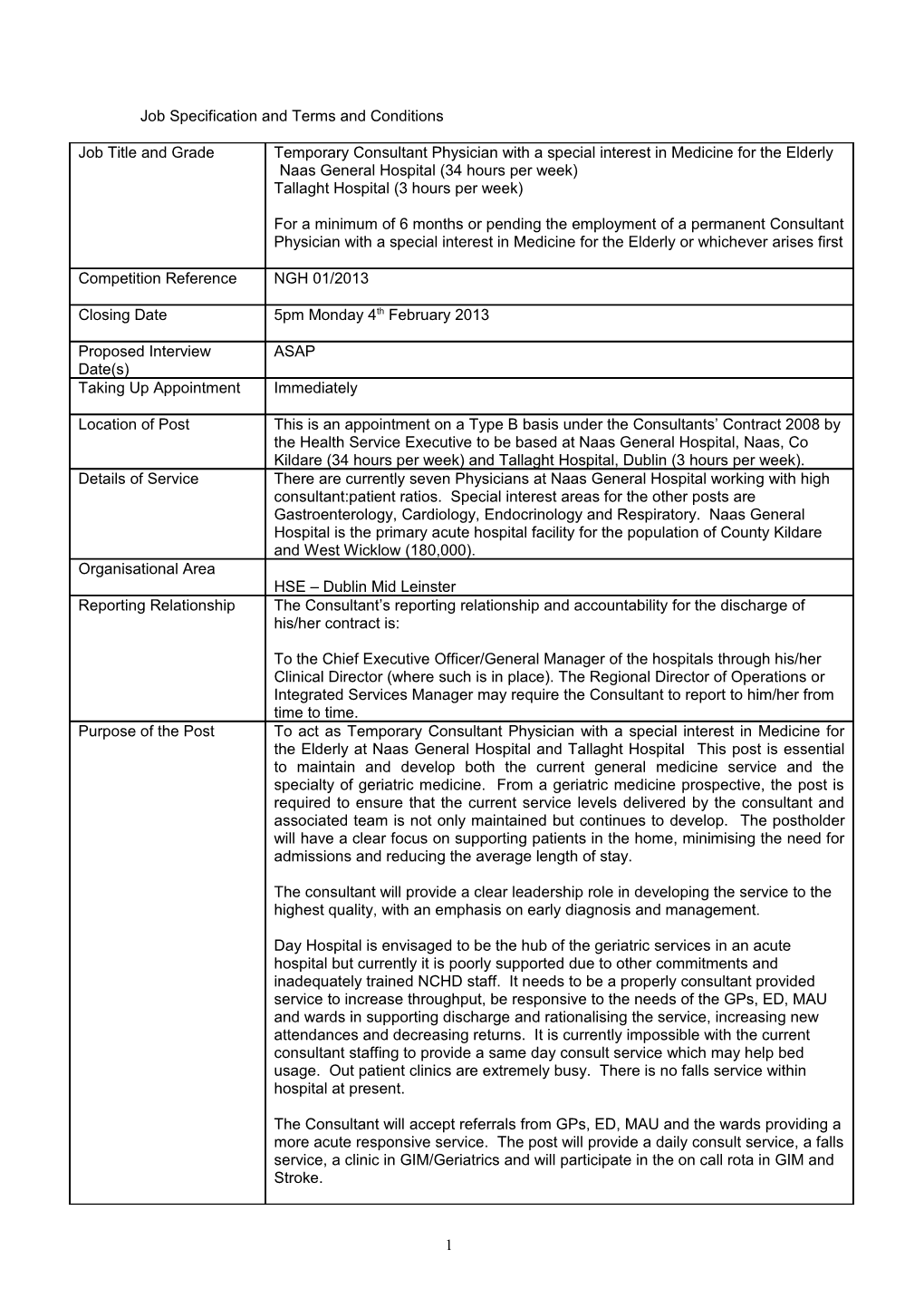 Job Specification and Terms and Conditions s1