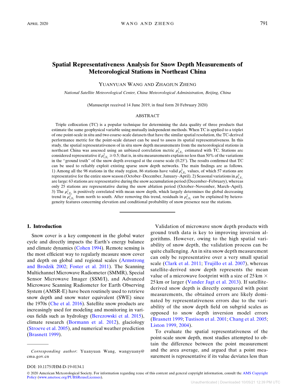 Spatial Representativeness Analysis for Snow Depth Measurements of Meteorological Stations in Northeast China