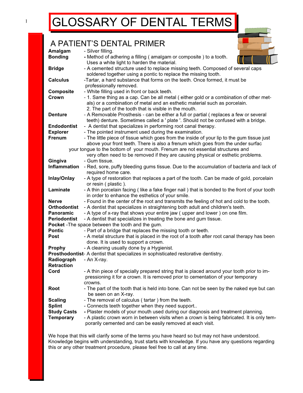 Glossary of Dental Terms