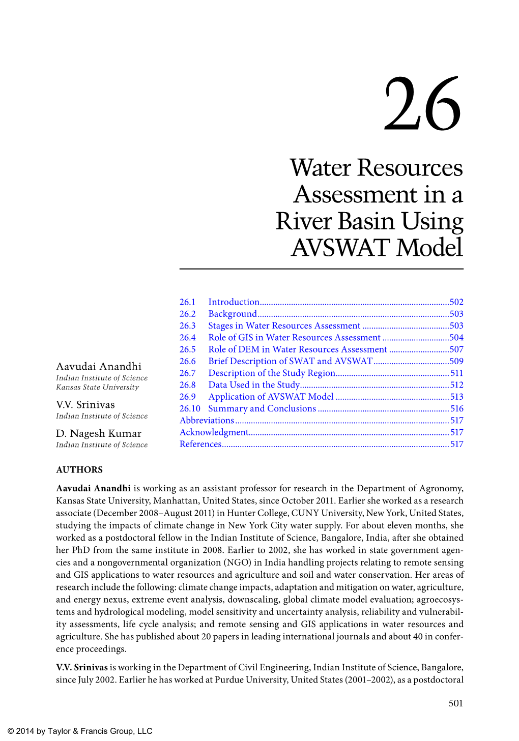 Water Resources Assessment in a River Basin Using AVSWAT Model