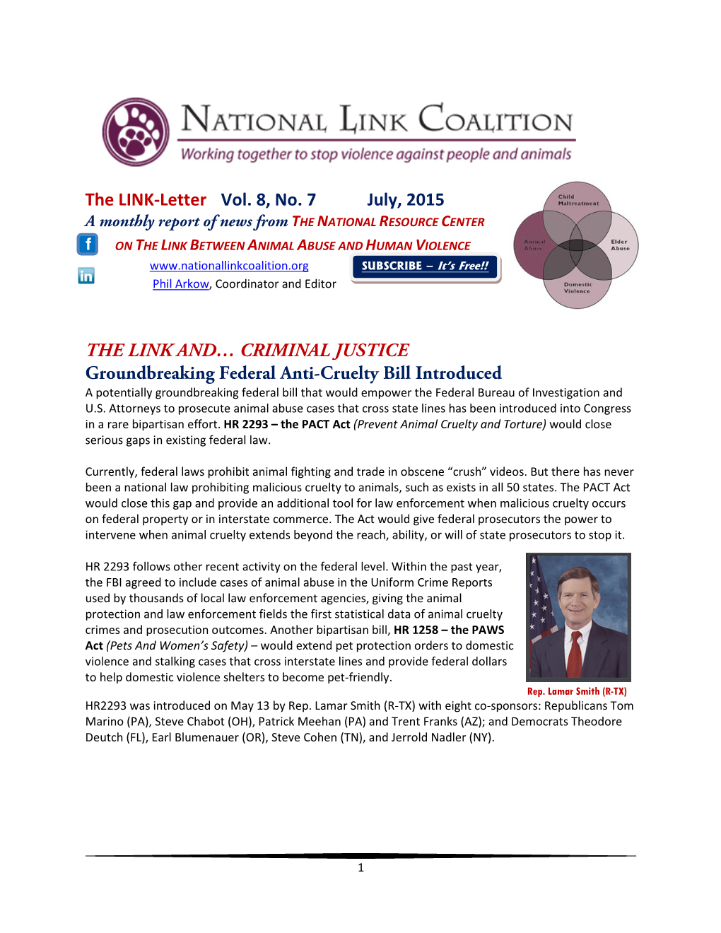 CRIMINAL JUSTICE Groundbreaking Federal Anti-Cruelty Bill Introduce