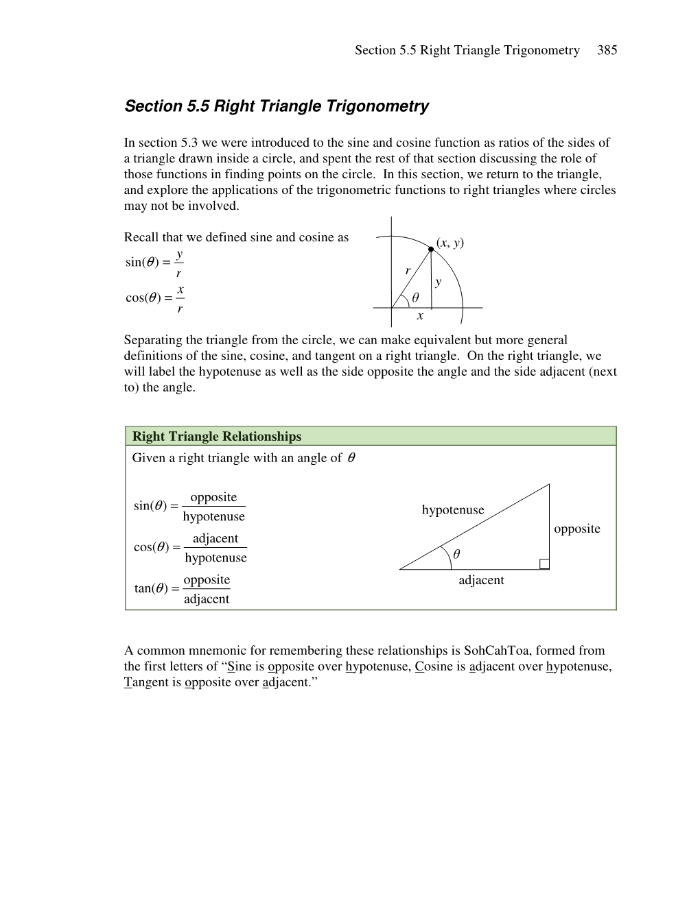 Section 5.5 Right Triangle Trigonometry 385