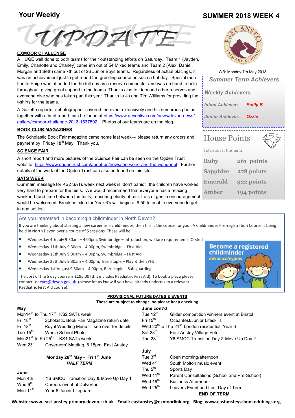 House Points Payment by Friday 18 May