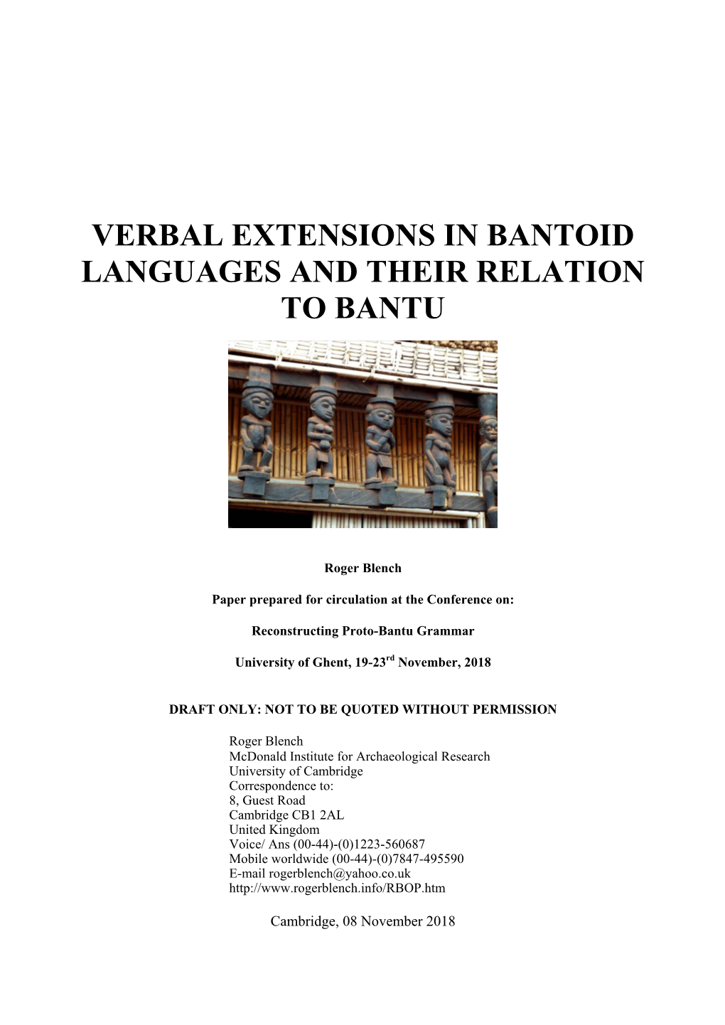 Verbal Extensions in Bantoid Languages and Their Relation to Bantu