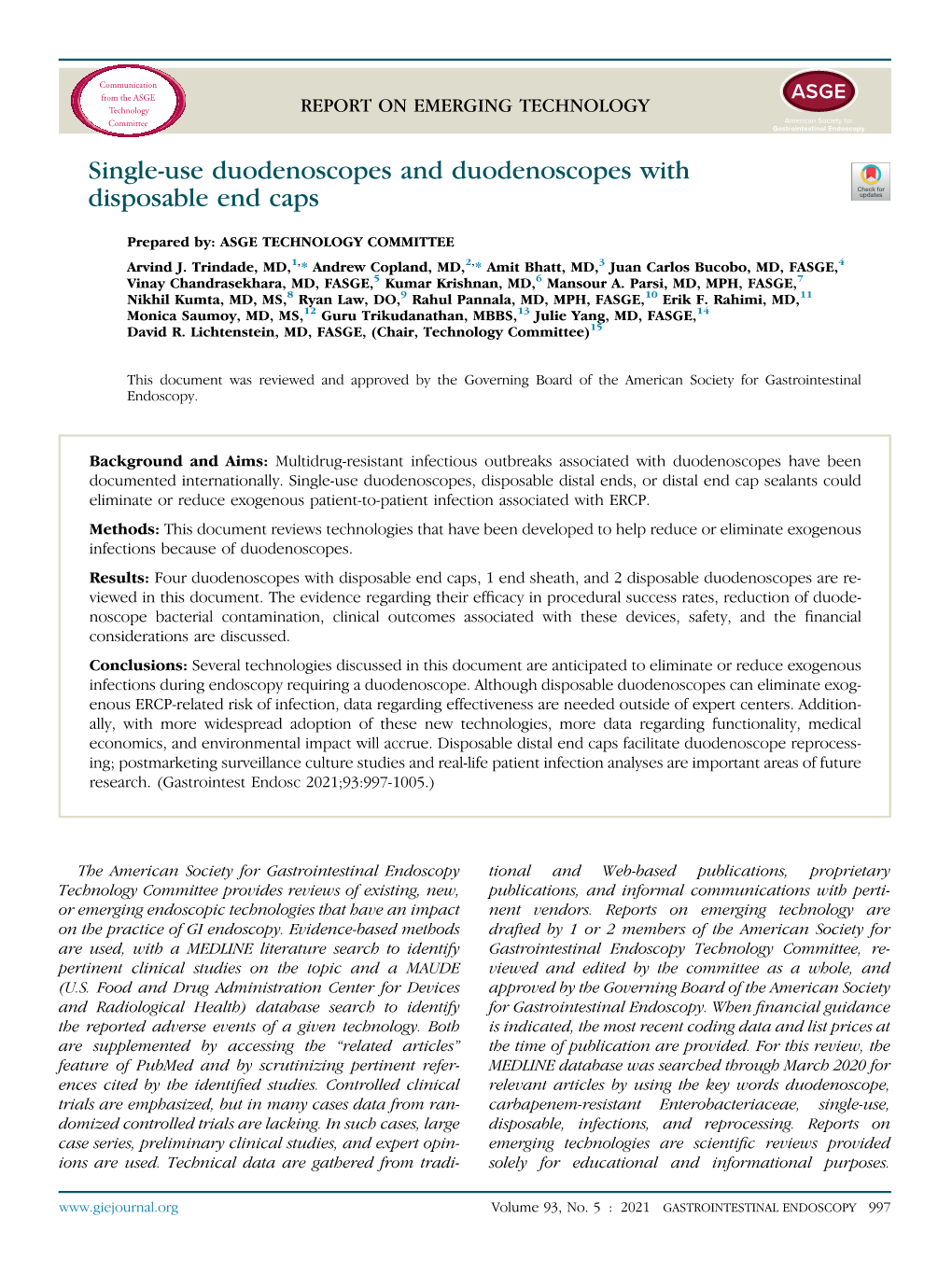 Single-Use Duodenoscopes and Duodenoscopes with Disposable End Caps