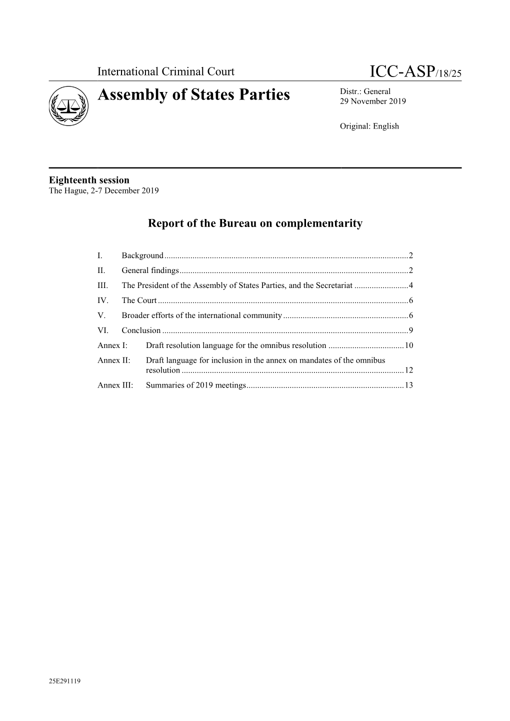 ICC-ASP/18/25 Assembly of States Parties