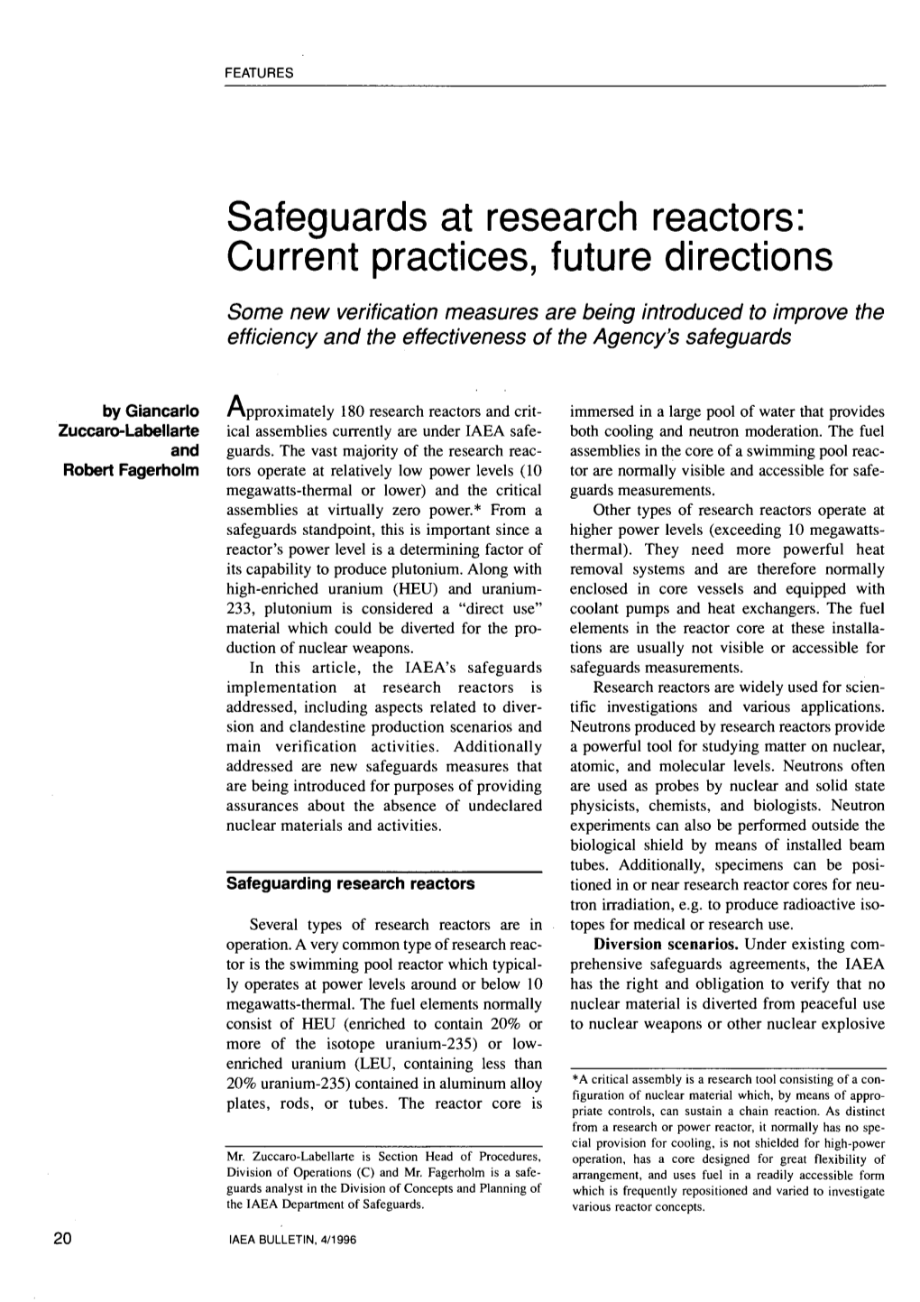 Safeguards at Research Reactors: Current Practices, Future Directions