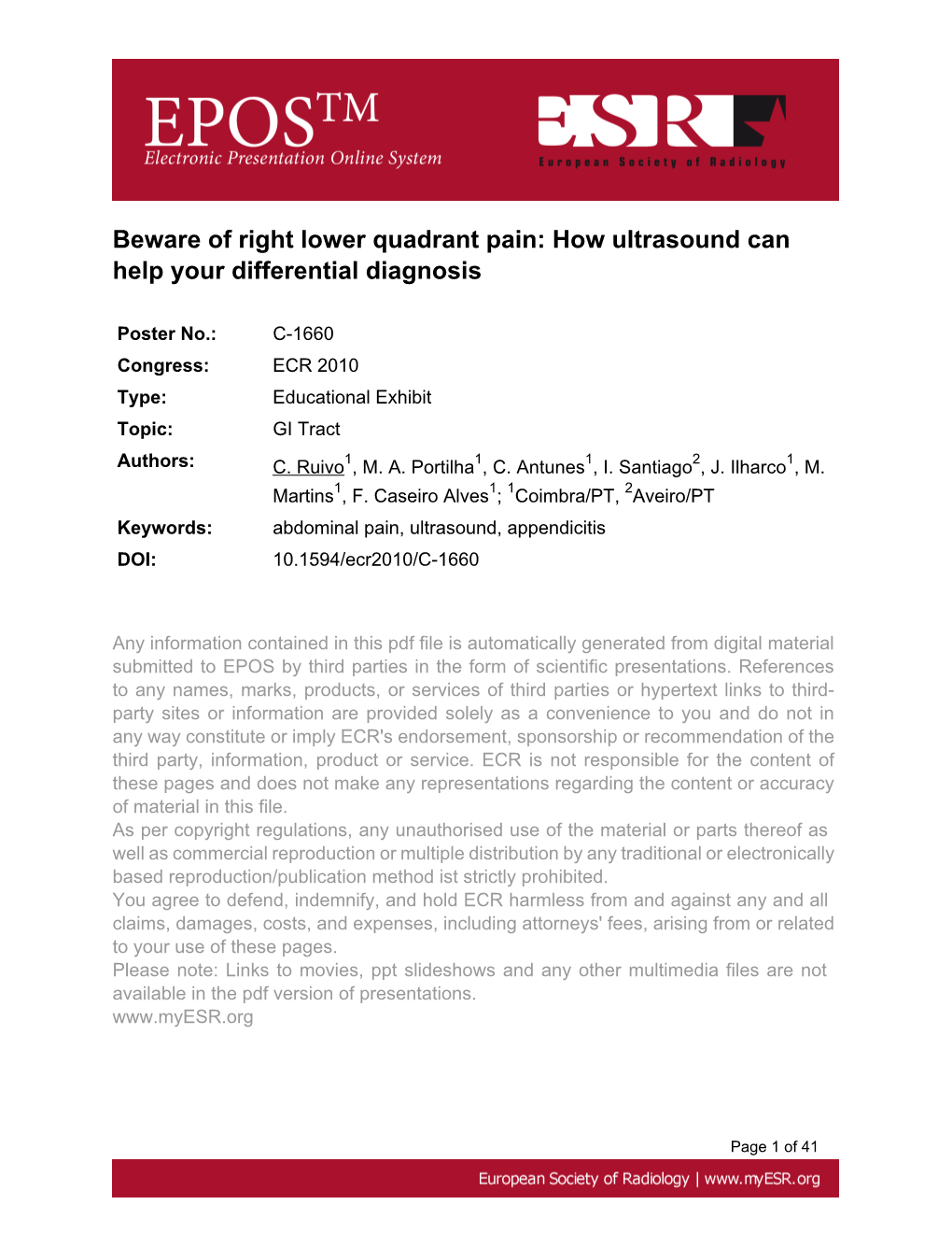 Beware of Right Lower Quadrant Pain: How Ultrasound Can Help Your Differential Diagnosis