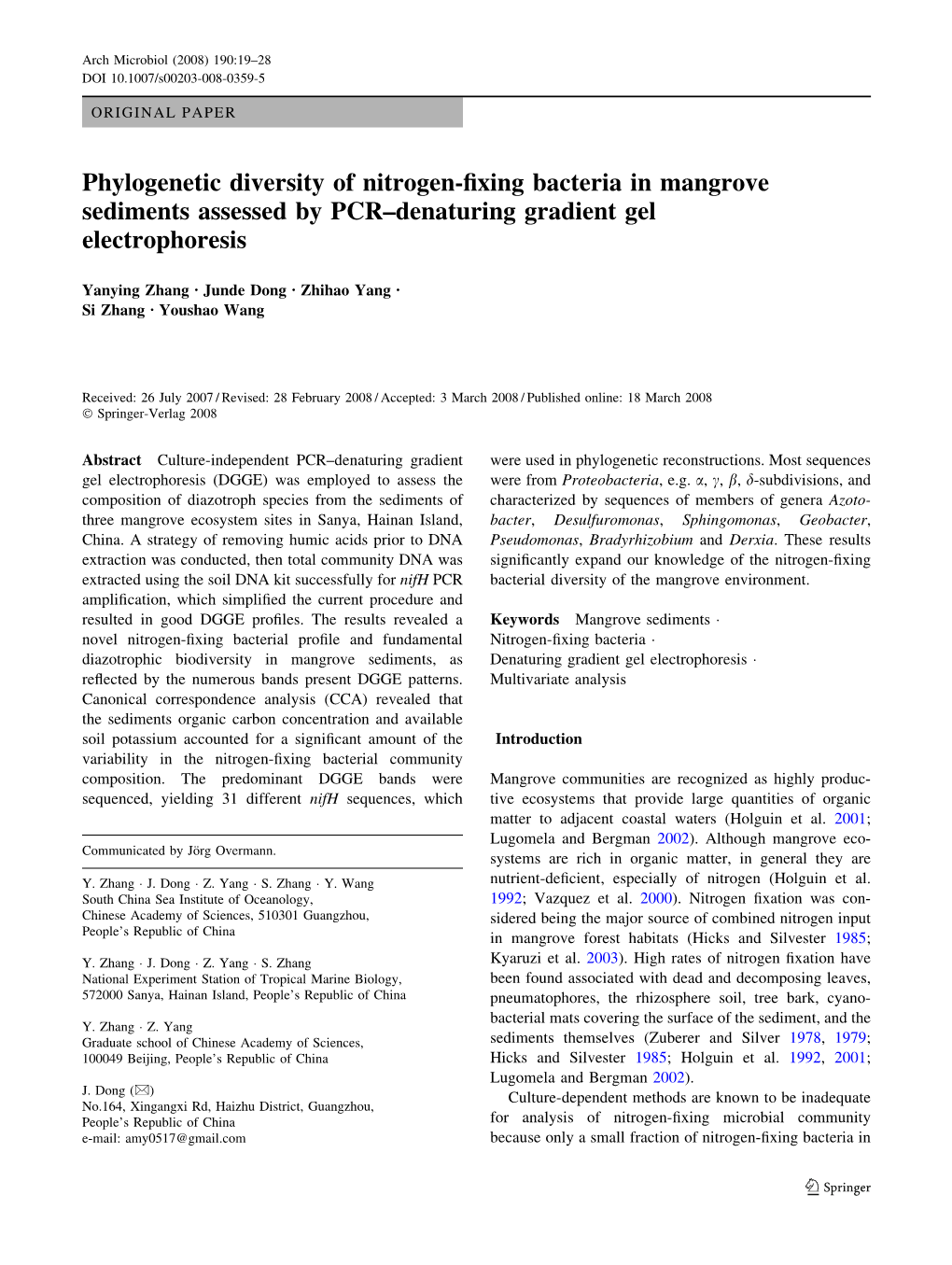 Phylogenetic Diversity of Nitrogen-Fixing Bacteria In