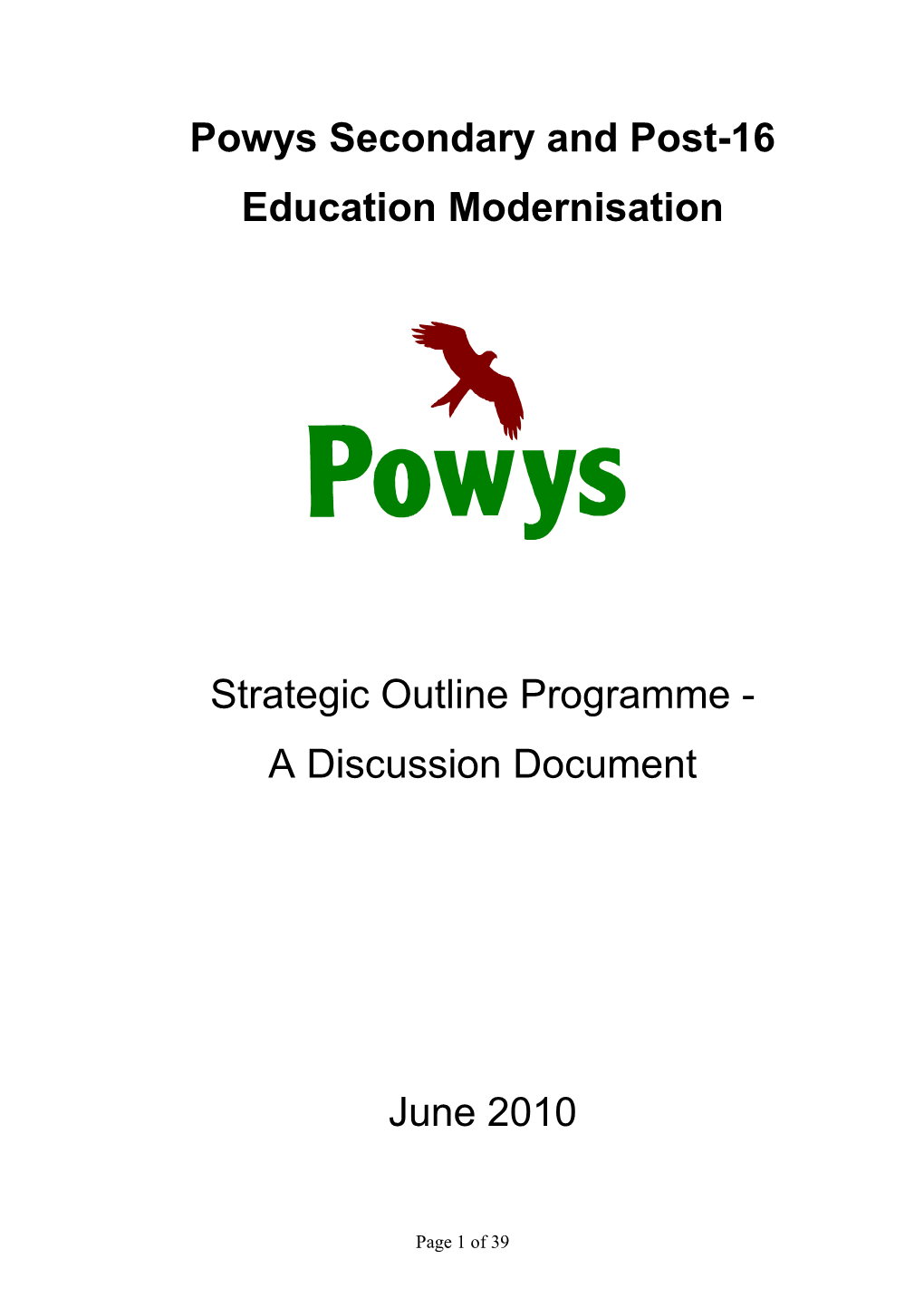 Powys Secondary and Post-16 Education Modernisation