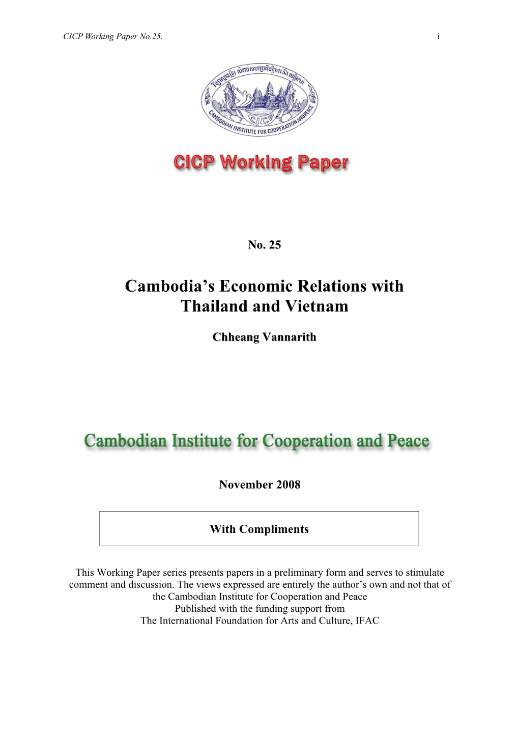 Cambodia's Economic Relations with Thailand And