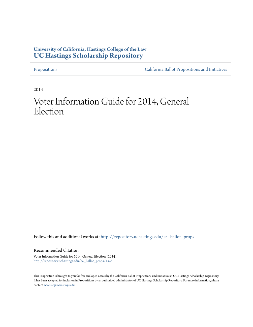 Voter Information Guide for 2014, General Election