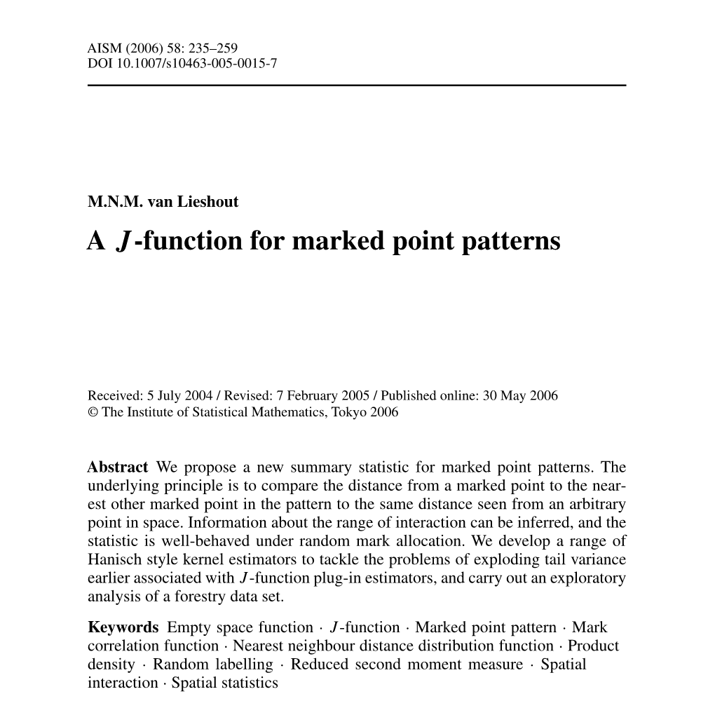 A J-Function for Marked Point Patterns