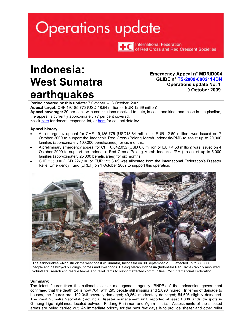 Indonesia: West Sumatra Earthquakes