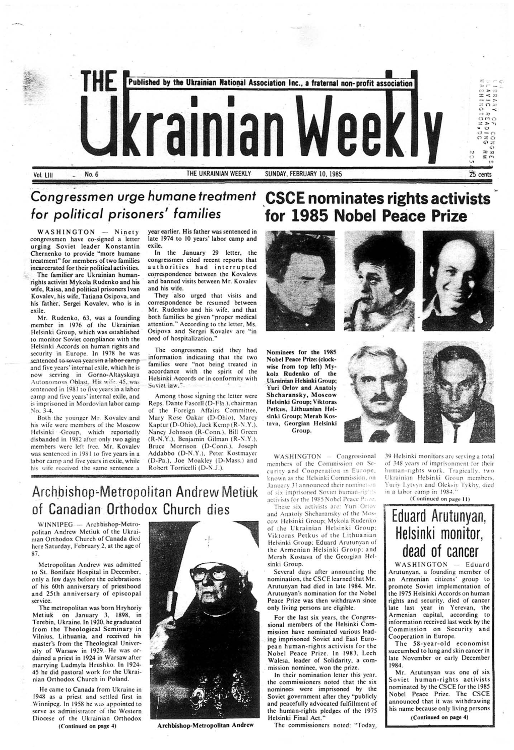 The Ukrainian Weekly 1985