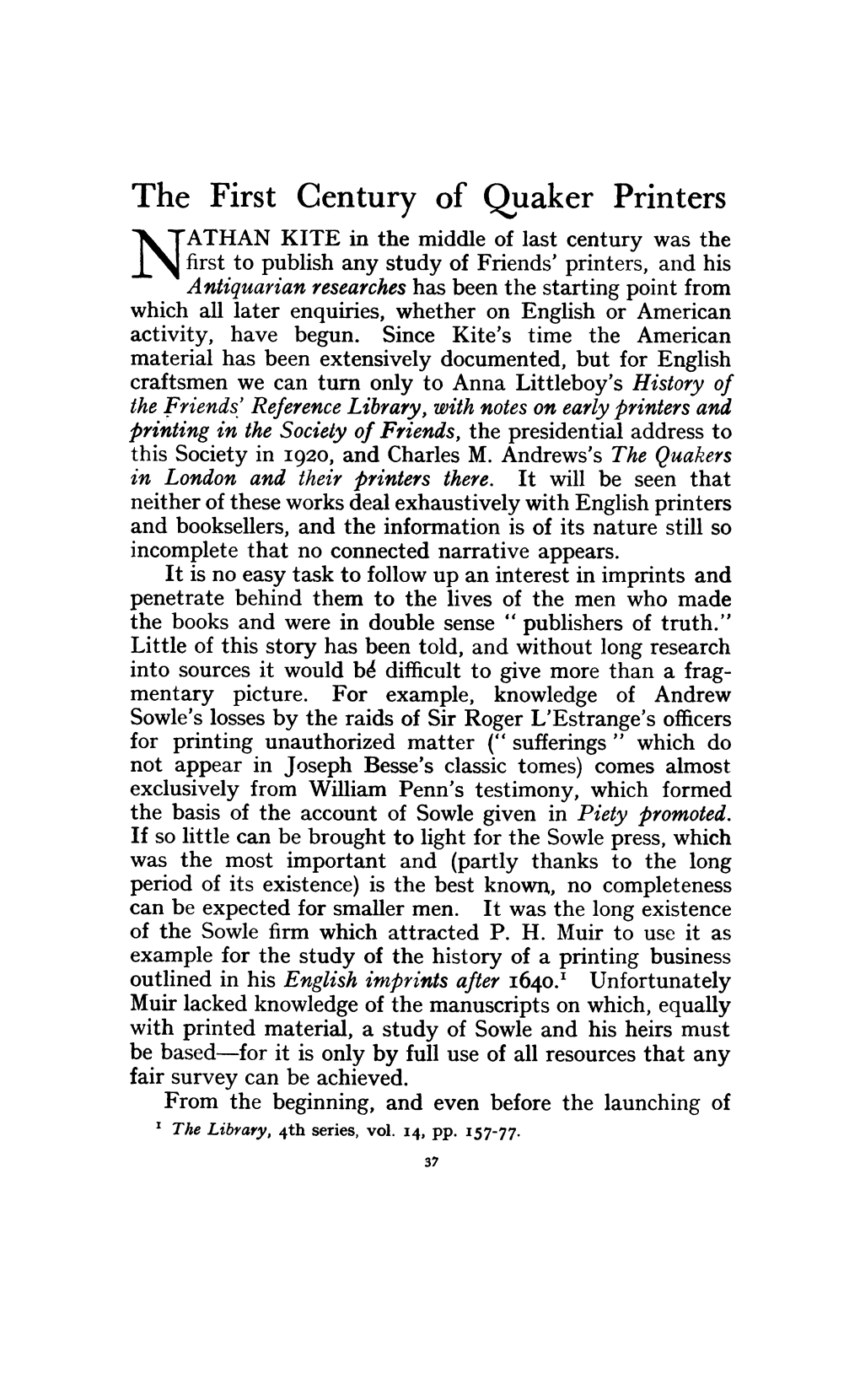 The First Century of Quaker Printers