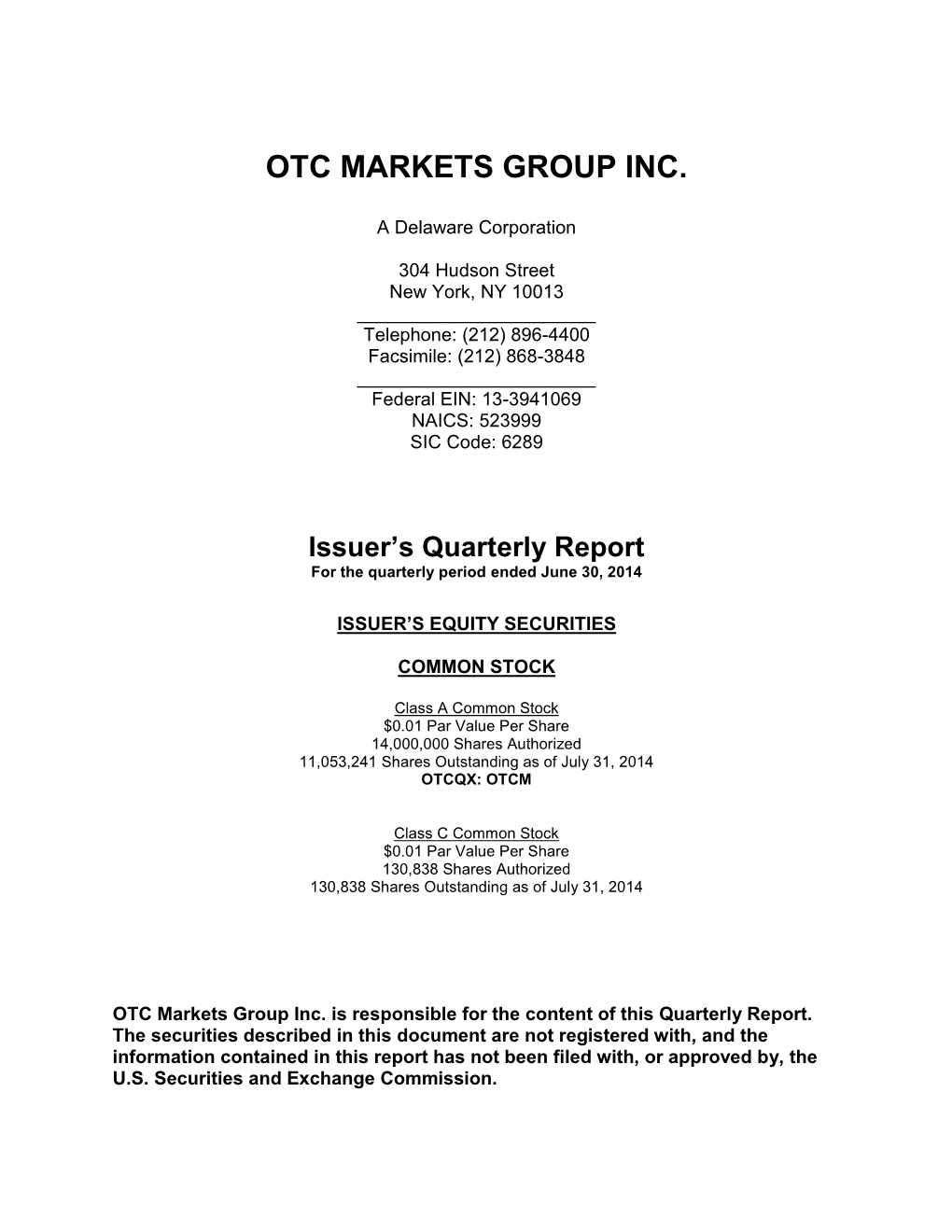 Otc Markets Group Inc
