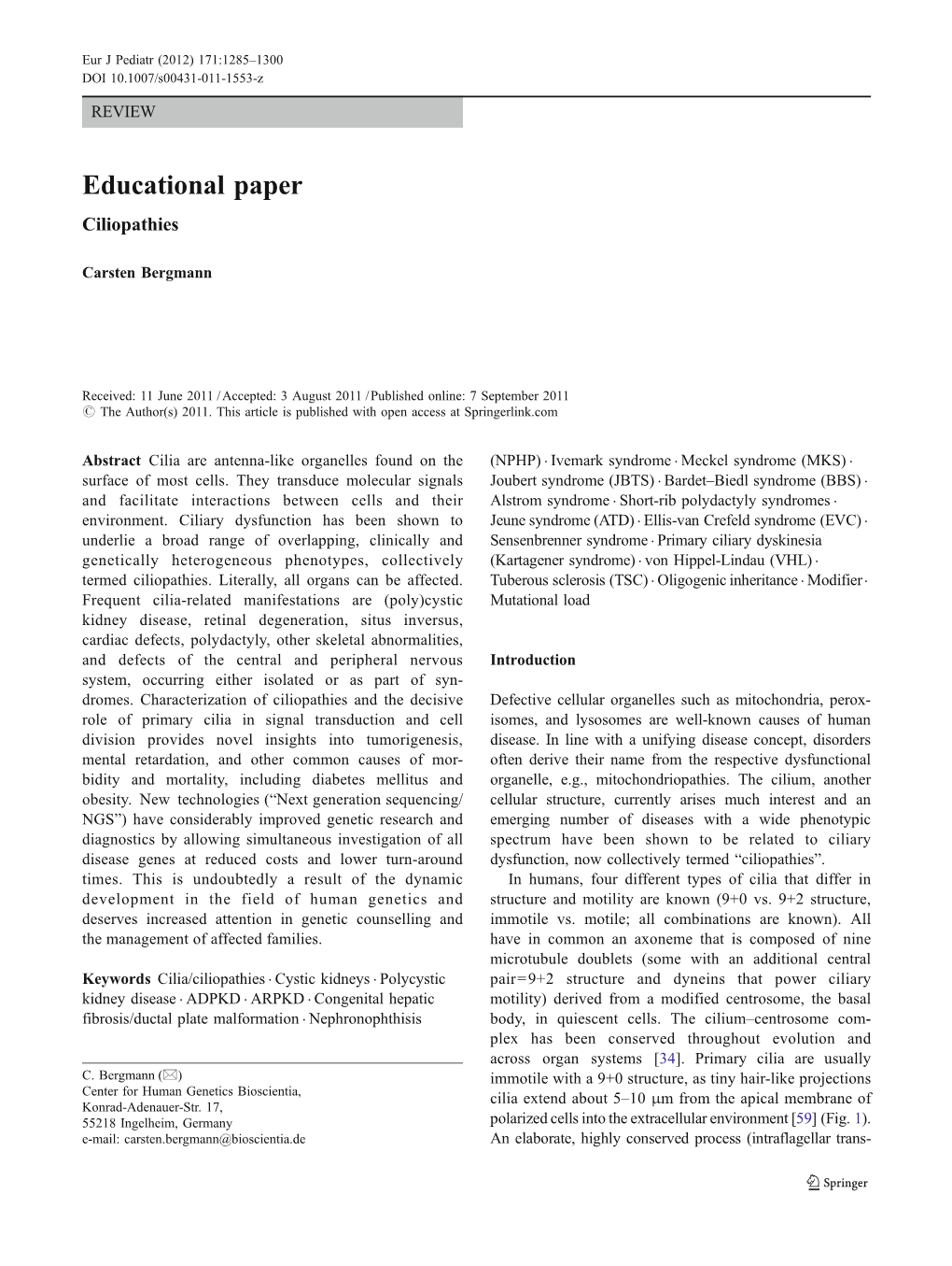 Educational Paper Ciliopathies