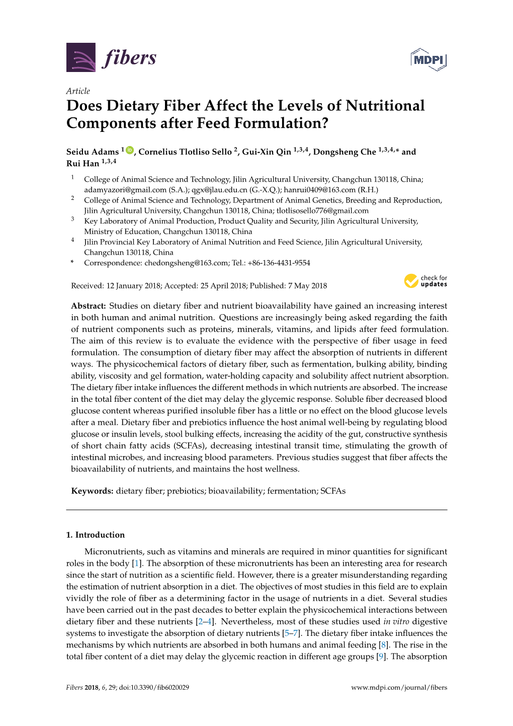 Does Dietary Fiber Affect the Levels of Nutritional Components After Feed Formulation?