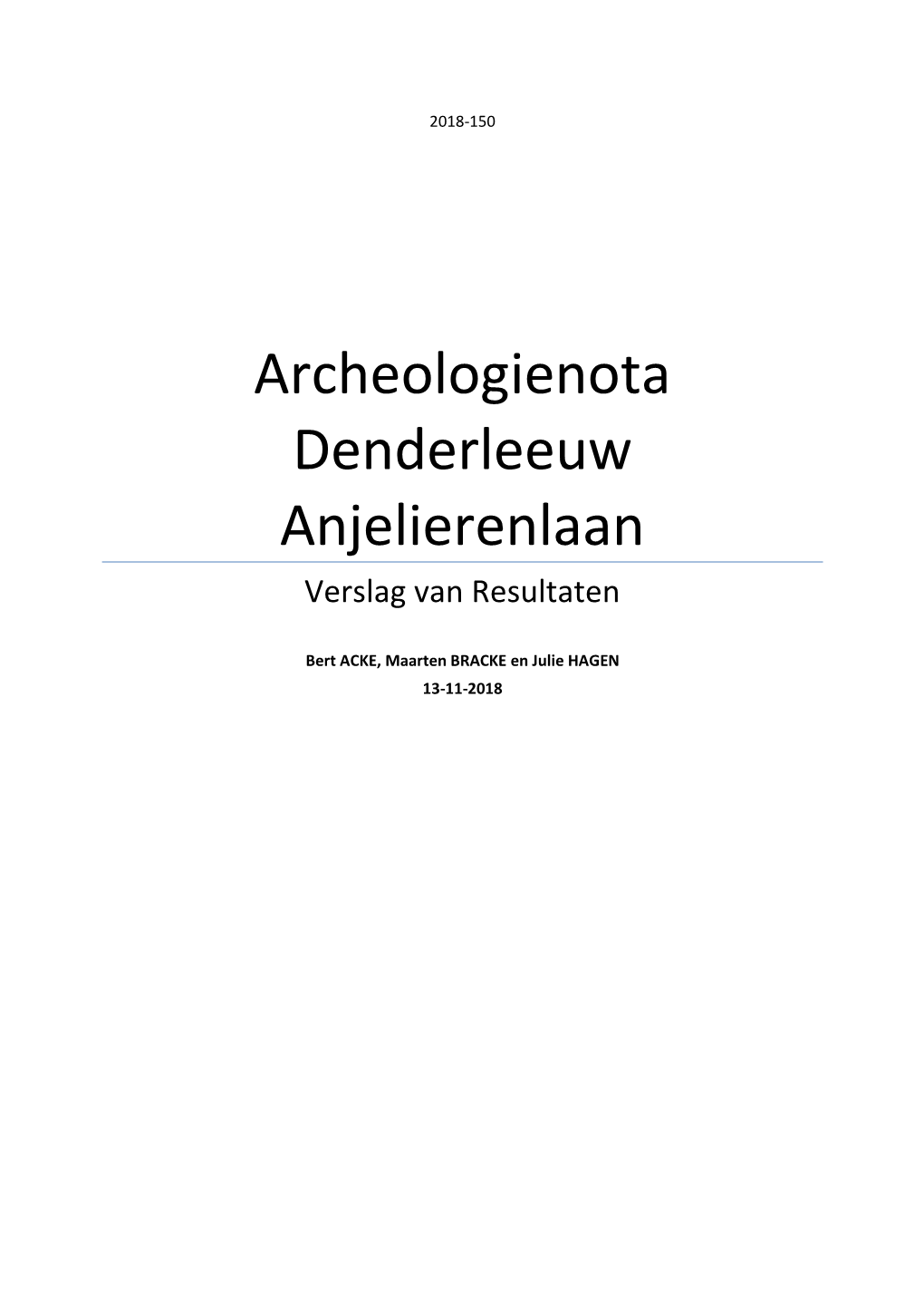 Archeologienota Denderleeuw Anjelierenlaan Verslag Van Resultaten