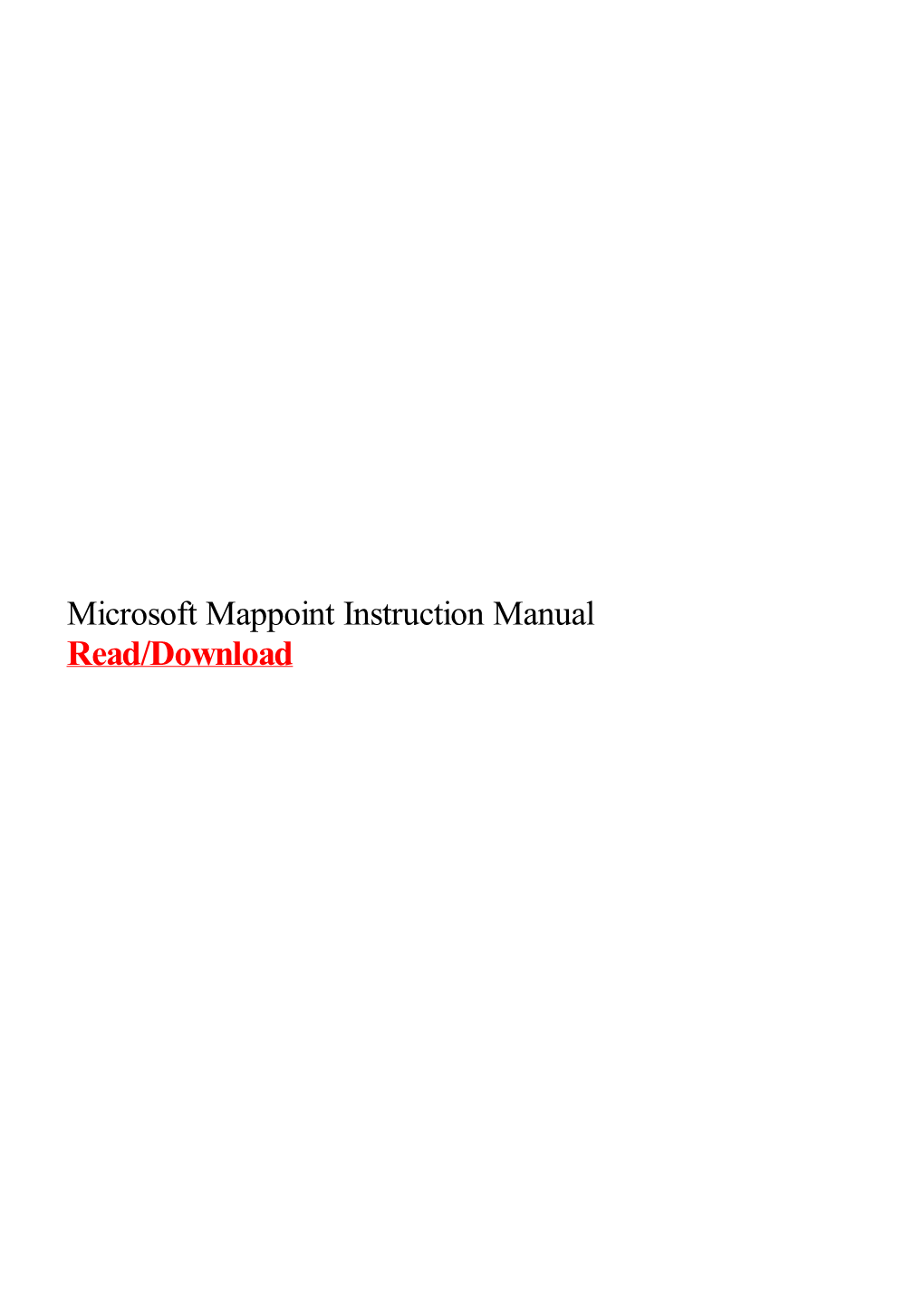 Microsoft Mappoint Instruction Manual