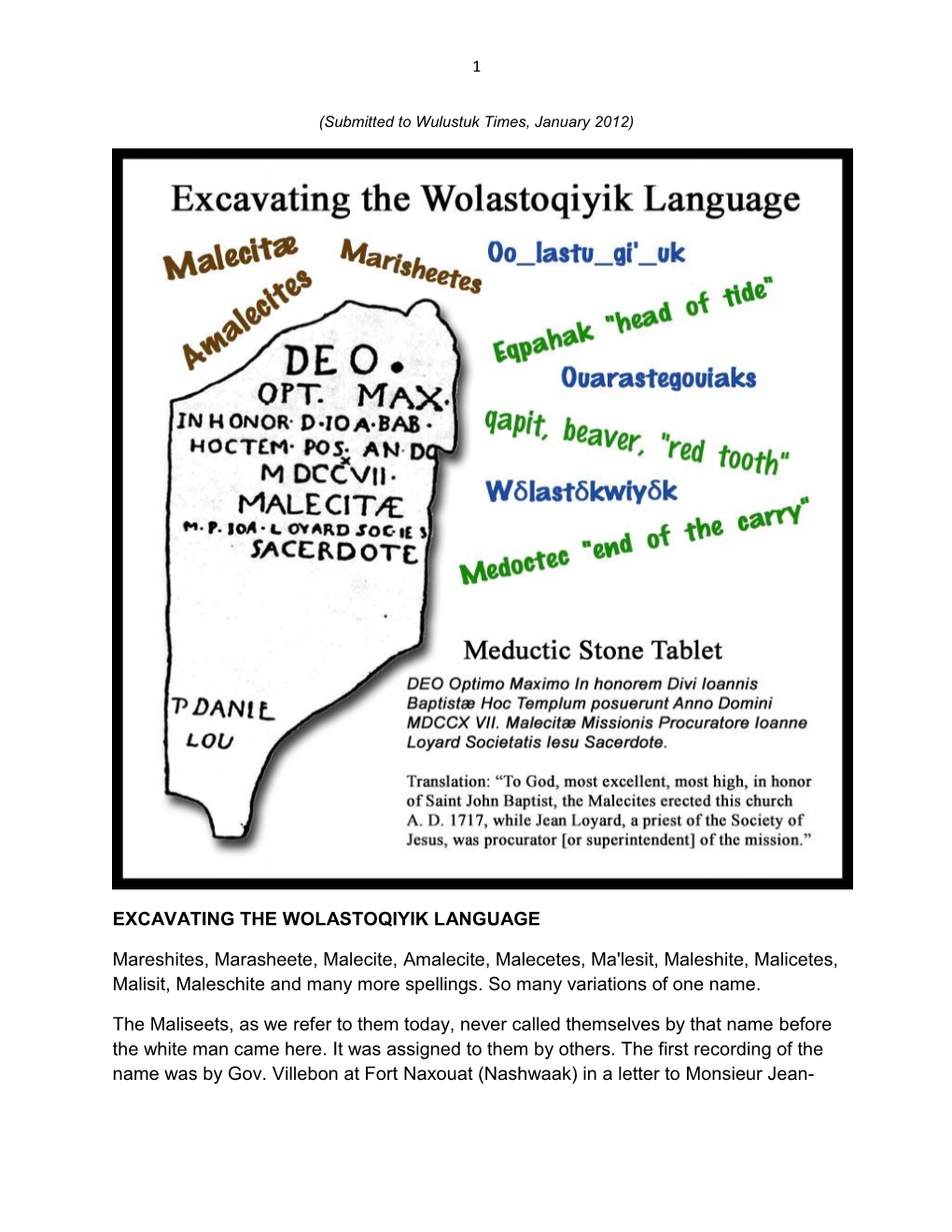 Excavating the Wolastoqiyik Language