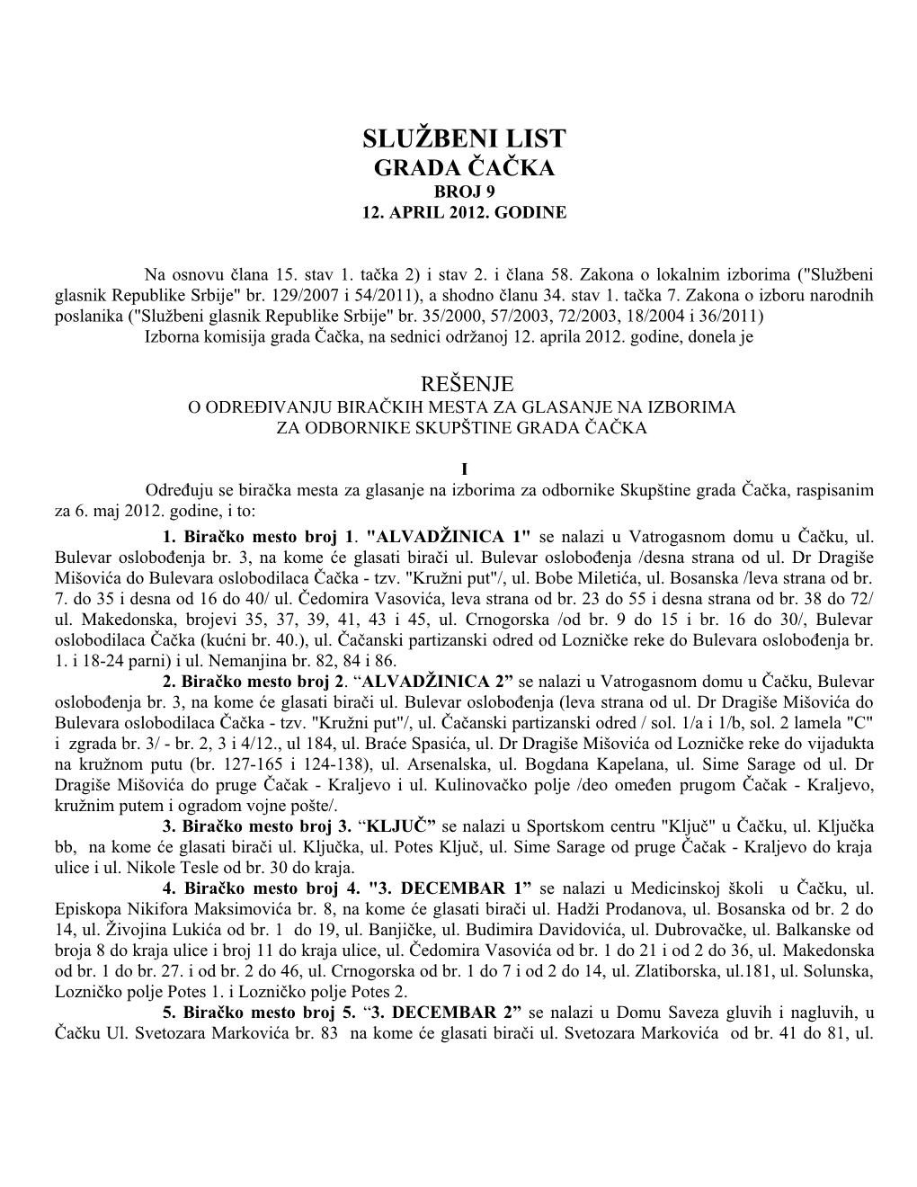 Službeni List Grada Čačka Broj 9 12