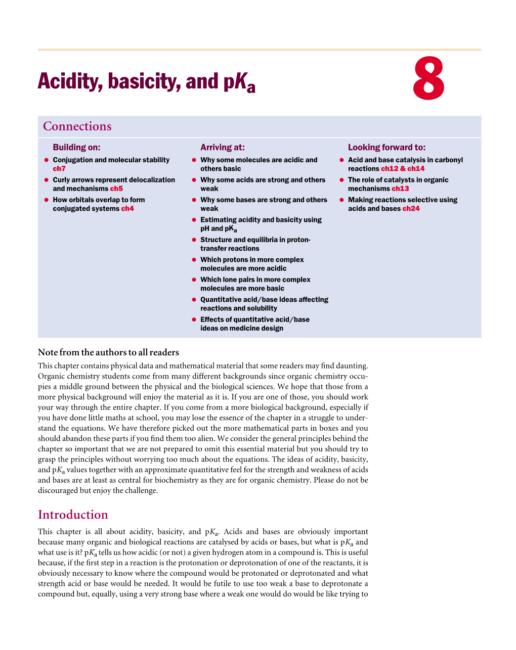 Acidity, Basicity, and Pka 8 Connections