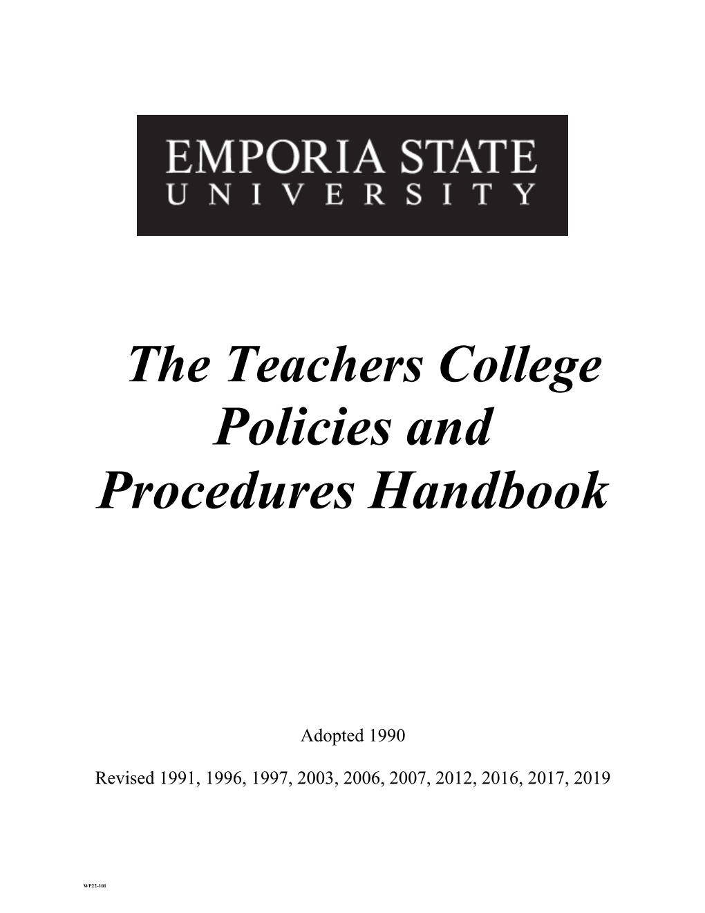 The Teachers College Policies and Procedures Handbook.Pdf