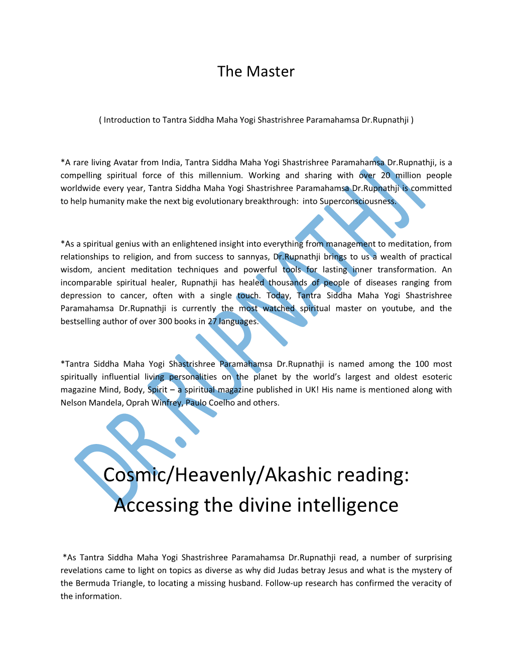 Cosmic/Heavenly/Akashic Reading: Accessing the Divine Intelligence