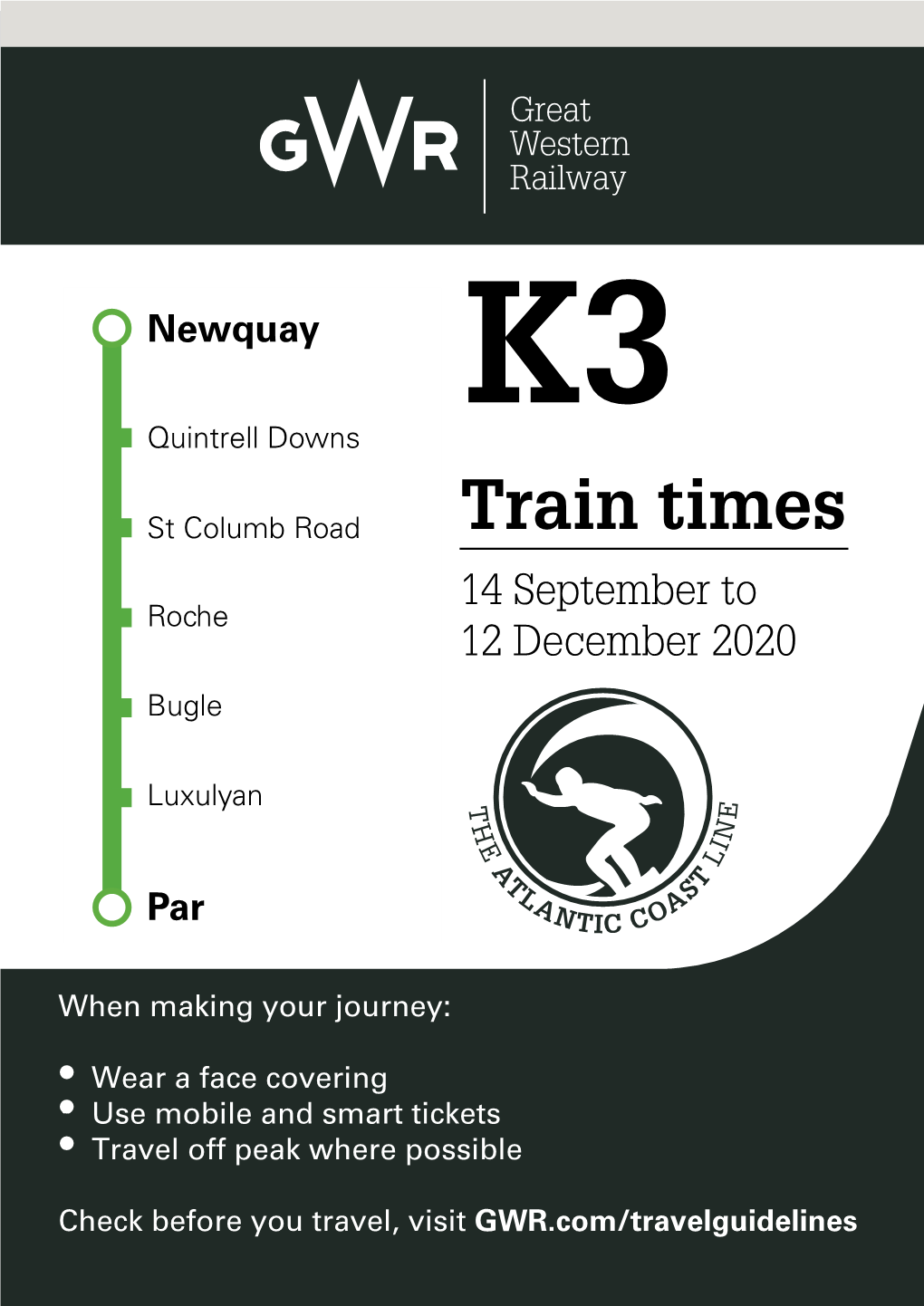 Train Times 14 September to Roche 12 December 2020 Bugle