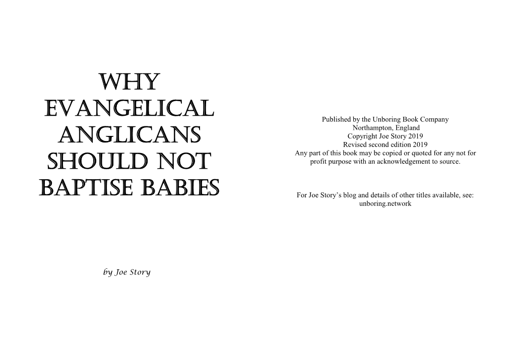 Why Evangelical Anglicans Should Not Baptise Babies