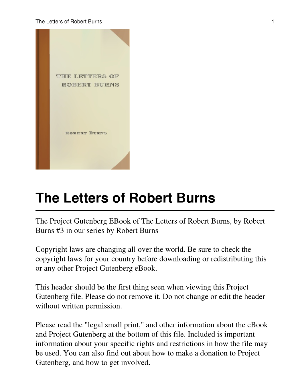 The Letters of Robert Burns 1