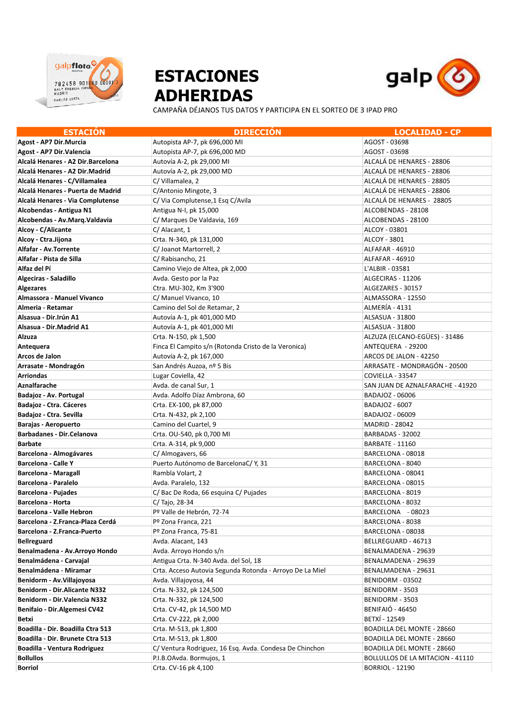 Estaciones Adheridas Campaña Déjanos Tus Datos Y Participa En El Sorteo De 3 Ipad Pro