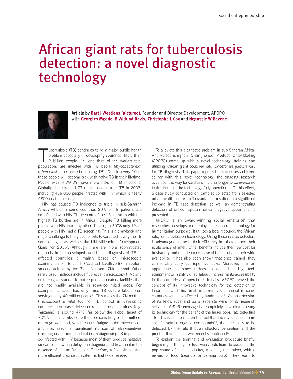 African Giant Rats for Tuberculosis Detection: a Novel Diagnostic Technology